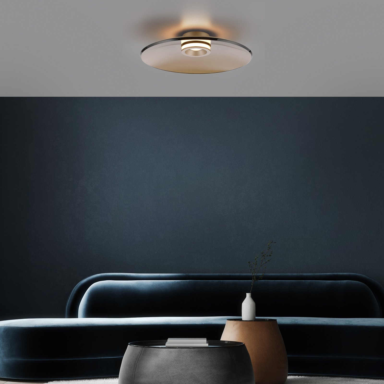PURE taklampe Moon, bronse, Ø 50 cm, glass/aluminium PURE taklampe Moon, bronse, Ø 50 cm, glass/aluminium