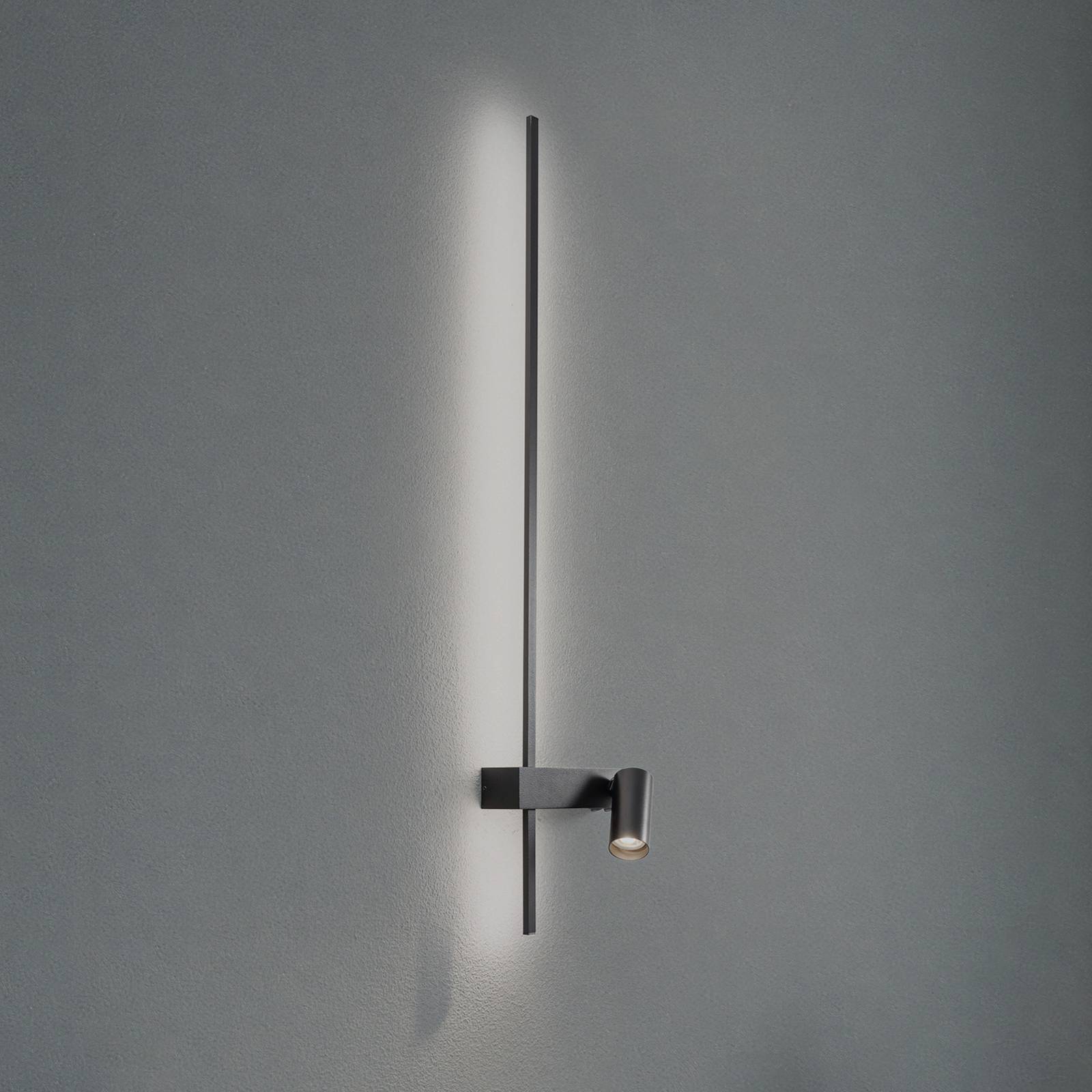 Euluna Applique murale EASY LEFT, noir Largeur 80 cm Métal GU10 + LED