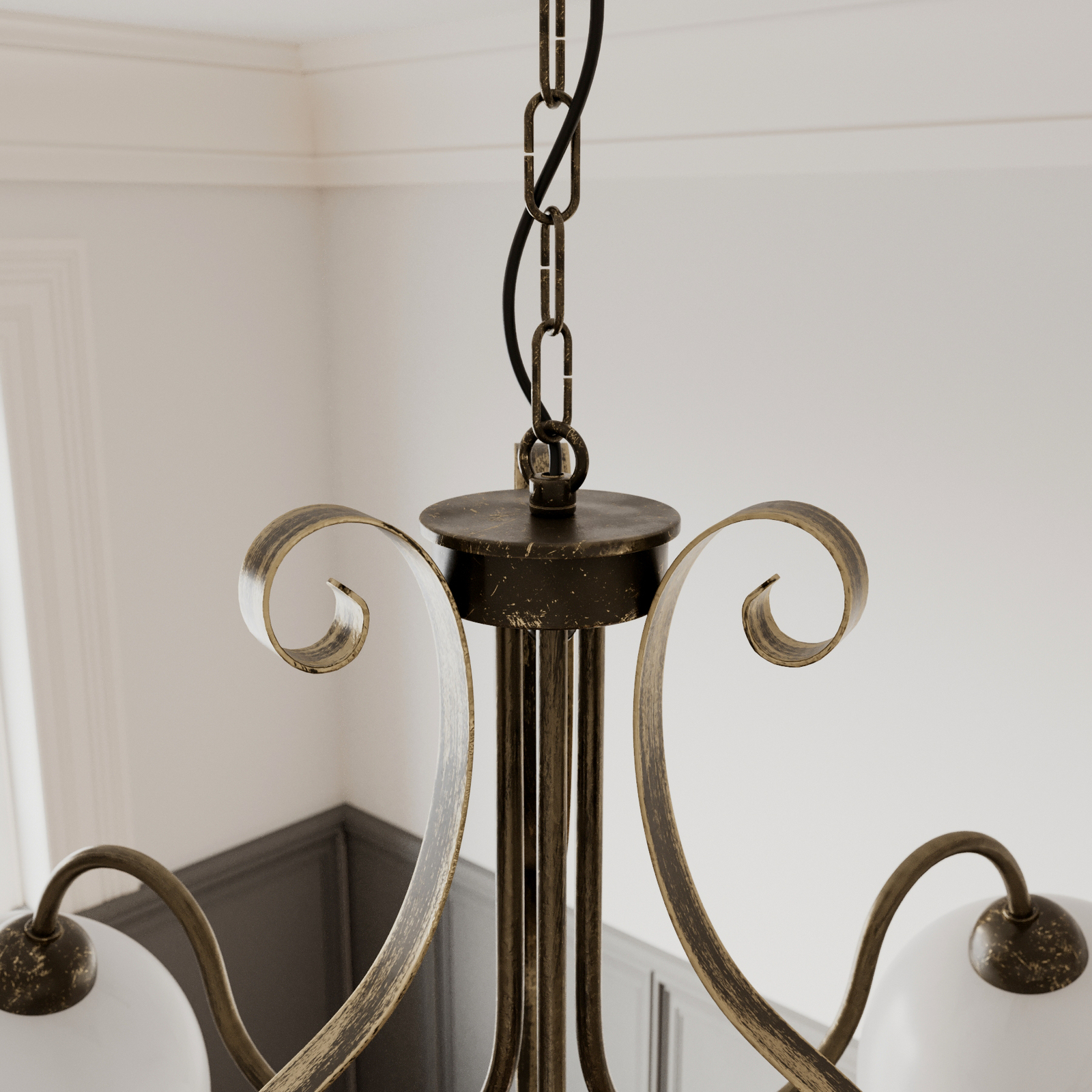 Lampă suspendată Antica în stil rustic, trei lumini