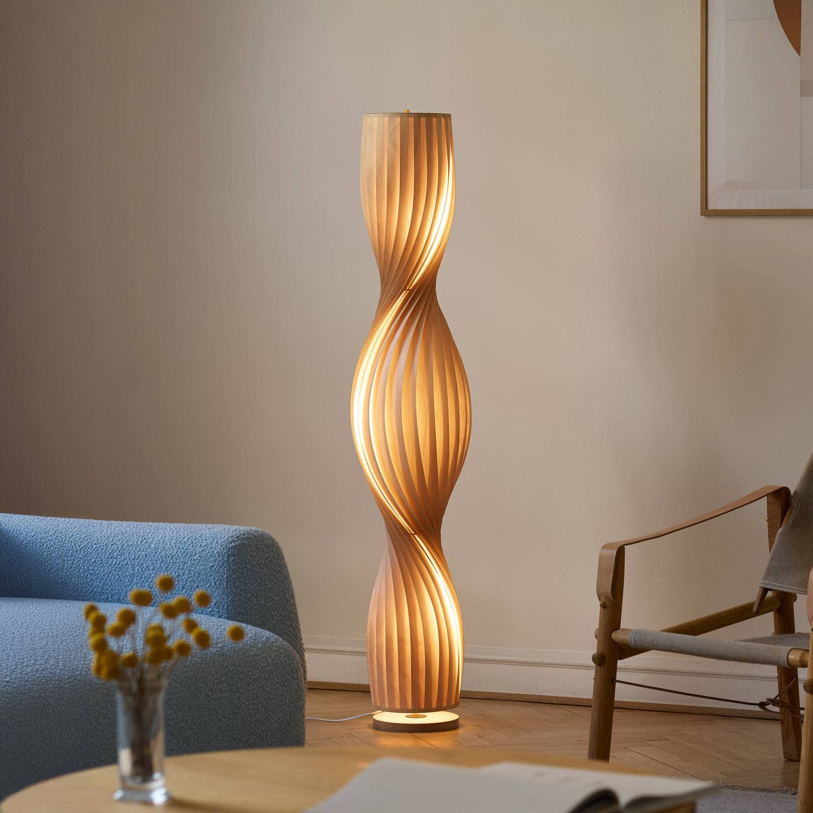Lampa stojąca Tom Rossau TR4 Anniversary, drewno brzozowe, 142 cm
