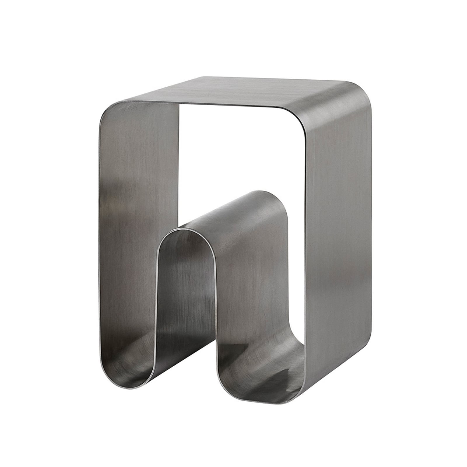 Curva Solid skammel, sølv, højde 43 cm, stål – AYTM Curva Solid skammel, sølv, højde 43 cm, stål – AYTM