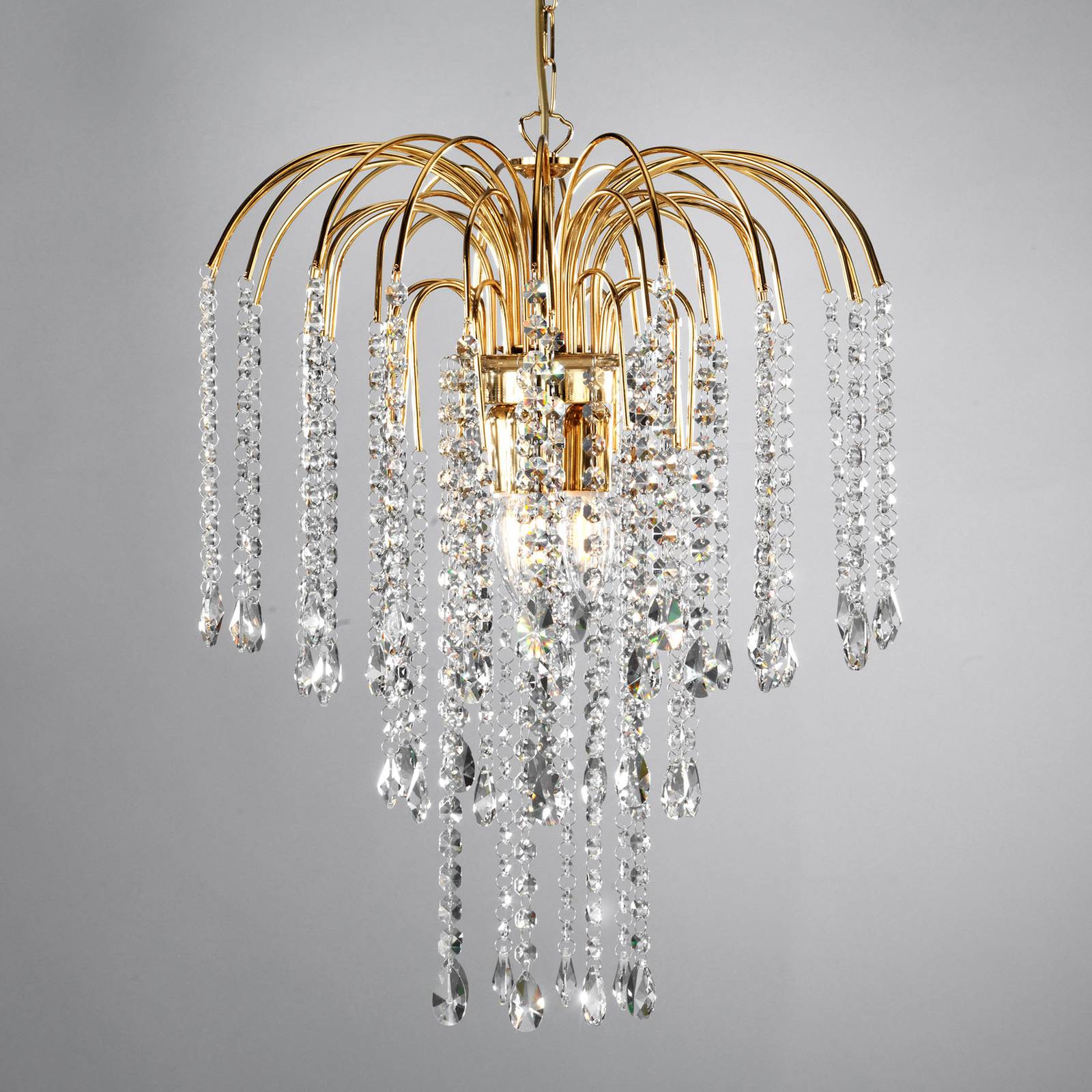 Lampa wisząca Pioggia z kryształami Ø40cm złota