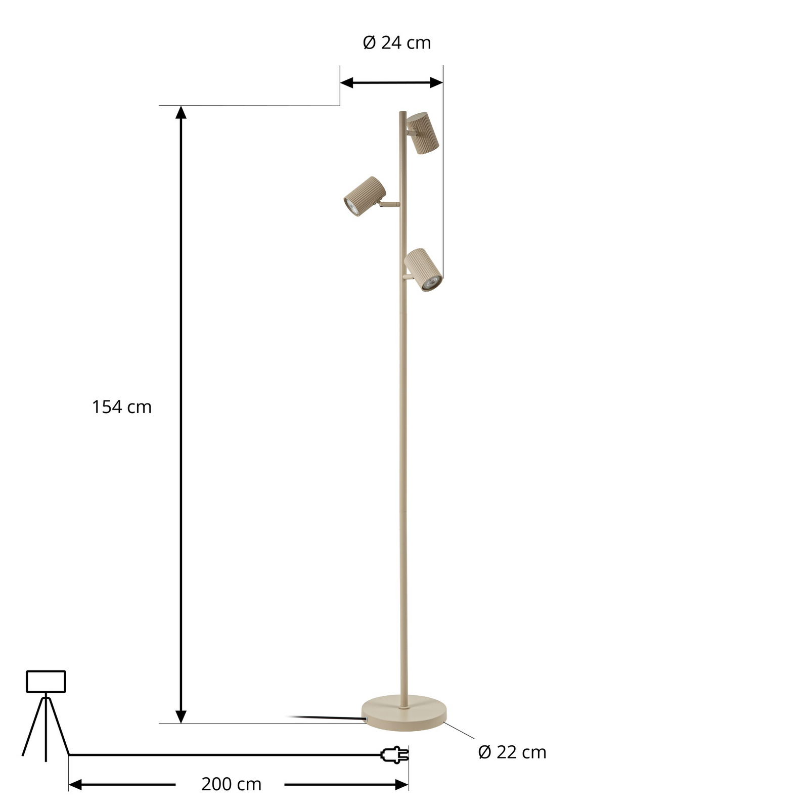 Lindby vloerlamp Kardis, 3-lamps, beige, hoogte 157 cm Lindby vloerlamp Kardis, 3-lamps, beige, hoogte 157 cm