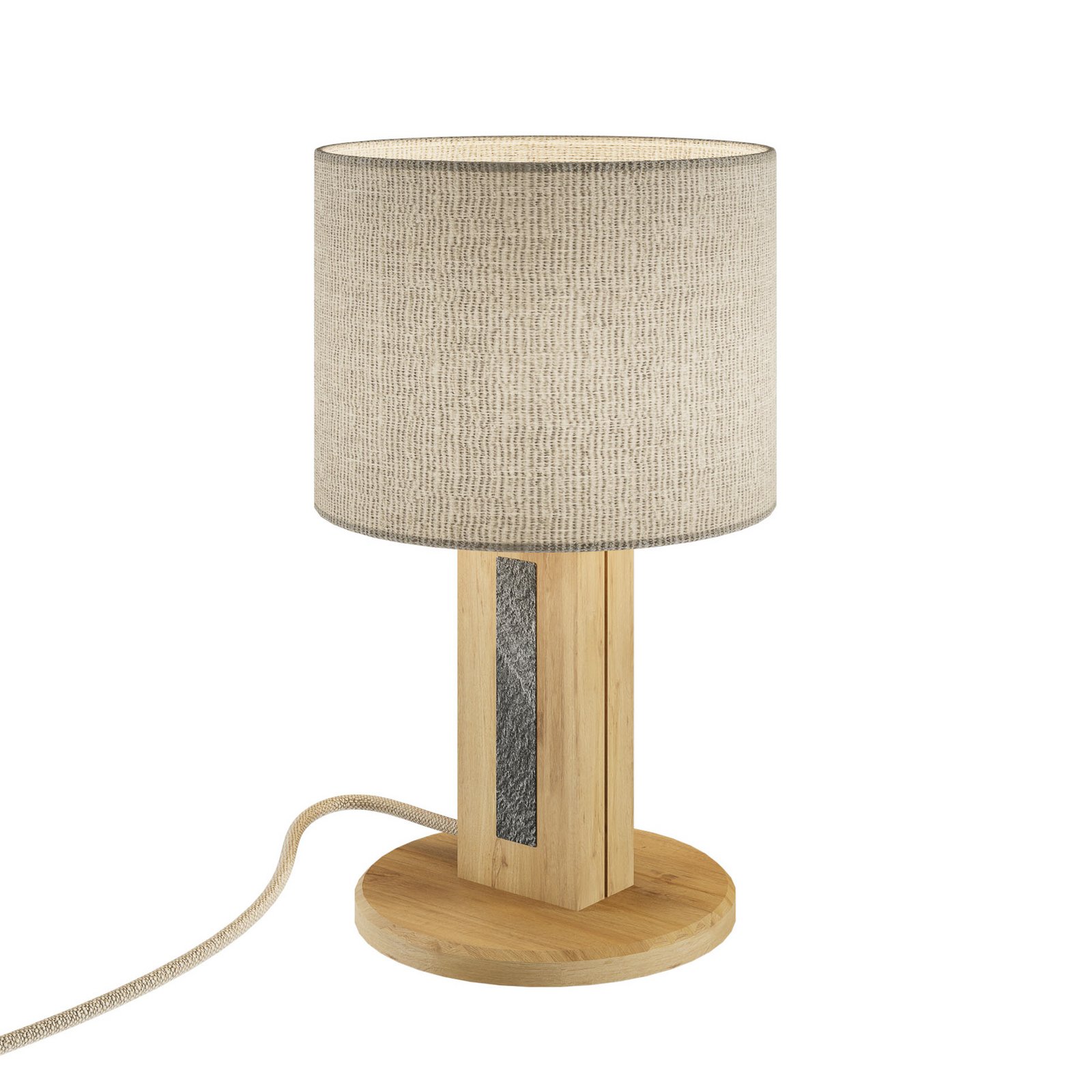 Stolna lampa Chile S, hrast/granit, tkanina, drvo, visina 30 cm Stolna lampa Chile S, hrast/granit, tkanina, drvo, visina 30 cm