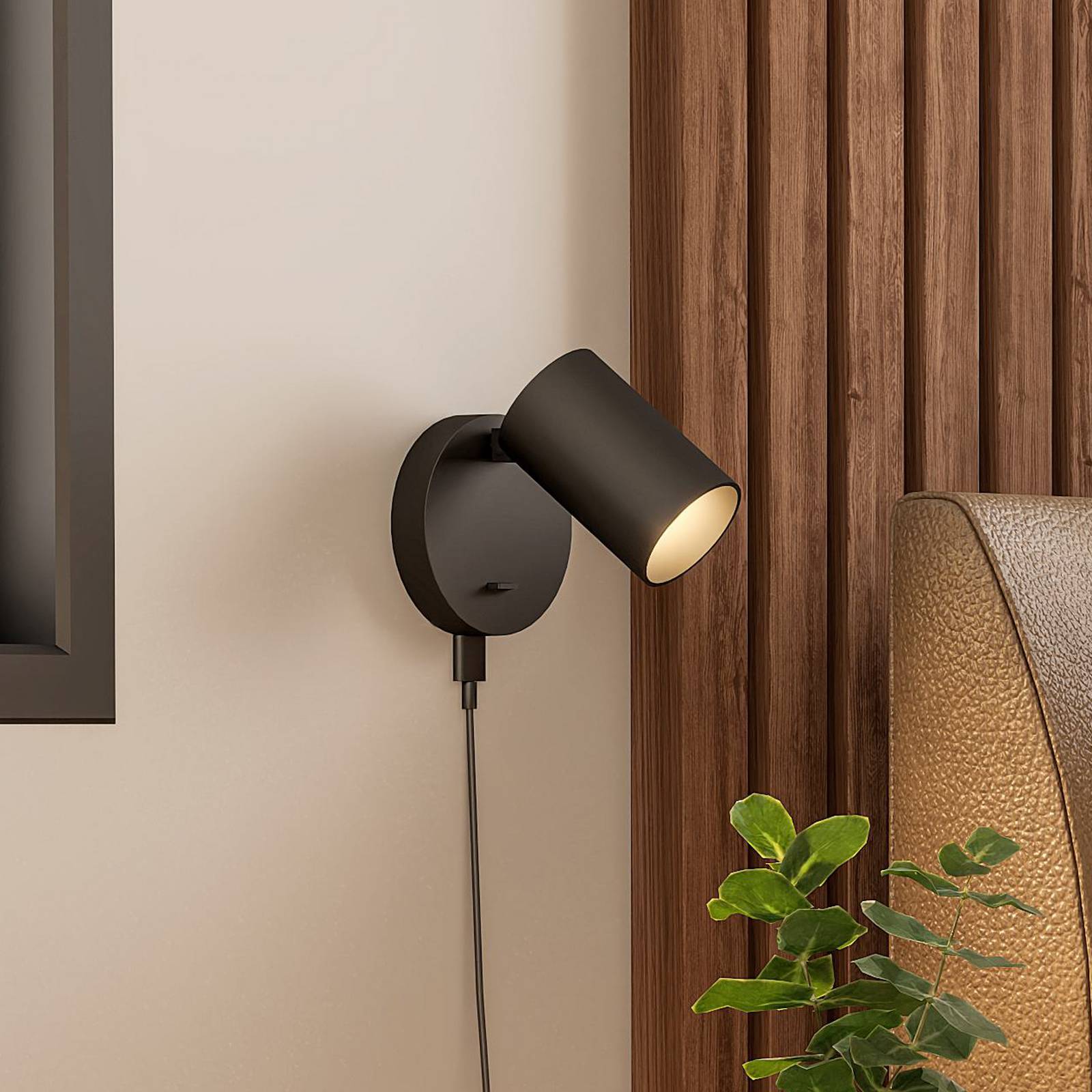 Wandstrahler CAN TILT, schwarz, Ø 10 cm, Metall Schalter USB günstig online kaufen