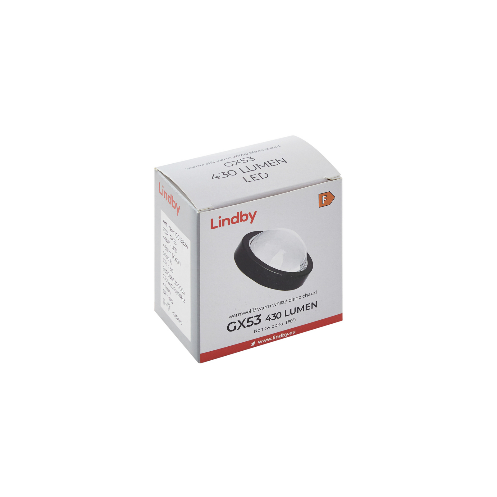 bombilla LED Lindby, GX53 4,8 W, 3000 K, negra, Ø 7,5 cm