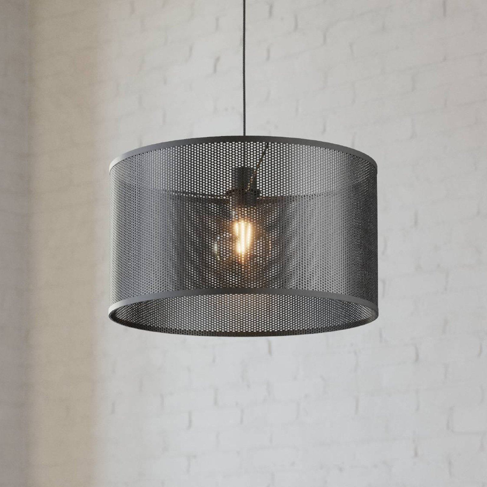 Lampă suspendată Manby, Ø 45 cm, negru, oțel