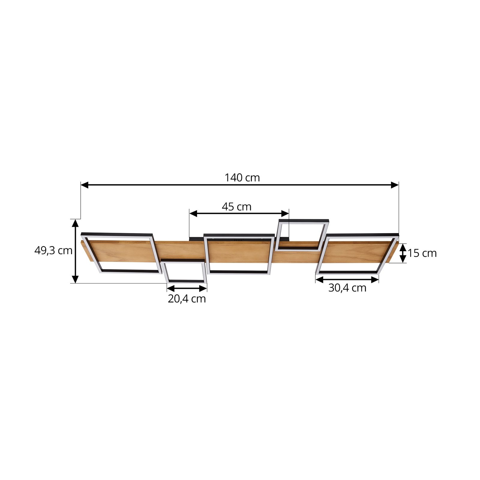 Lindby LED-taklampe Bolgar, hvit/svart, tre, 5 lyskilder.