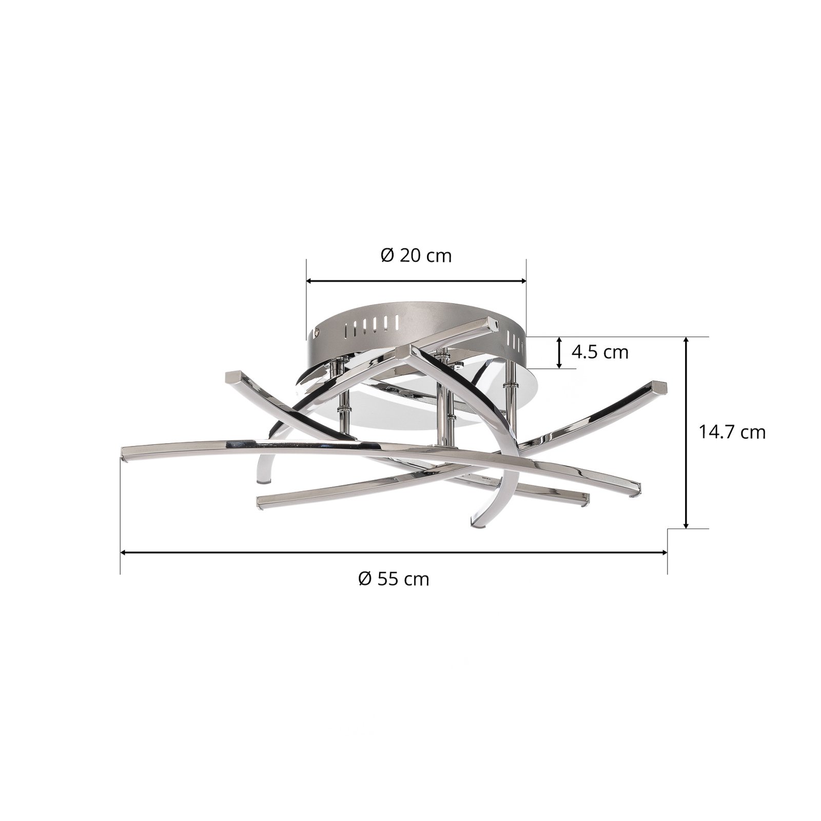 Lindby Flakira LED-taklampa, 5 lampor, krom