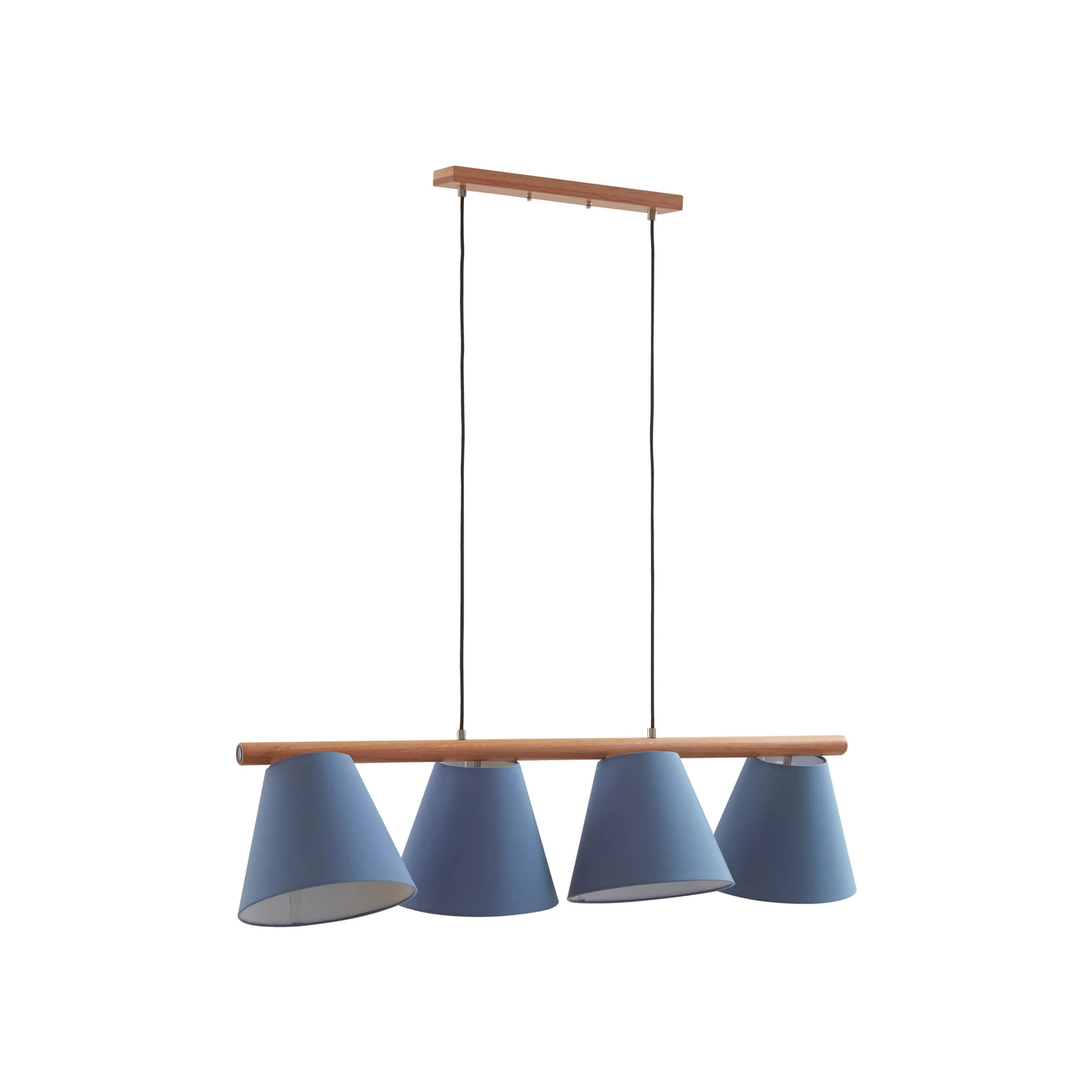 Lucande piekaramais gaismeklis Jinda, zils, koks, audums, 120 cm, E27