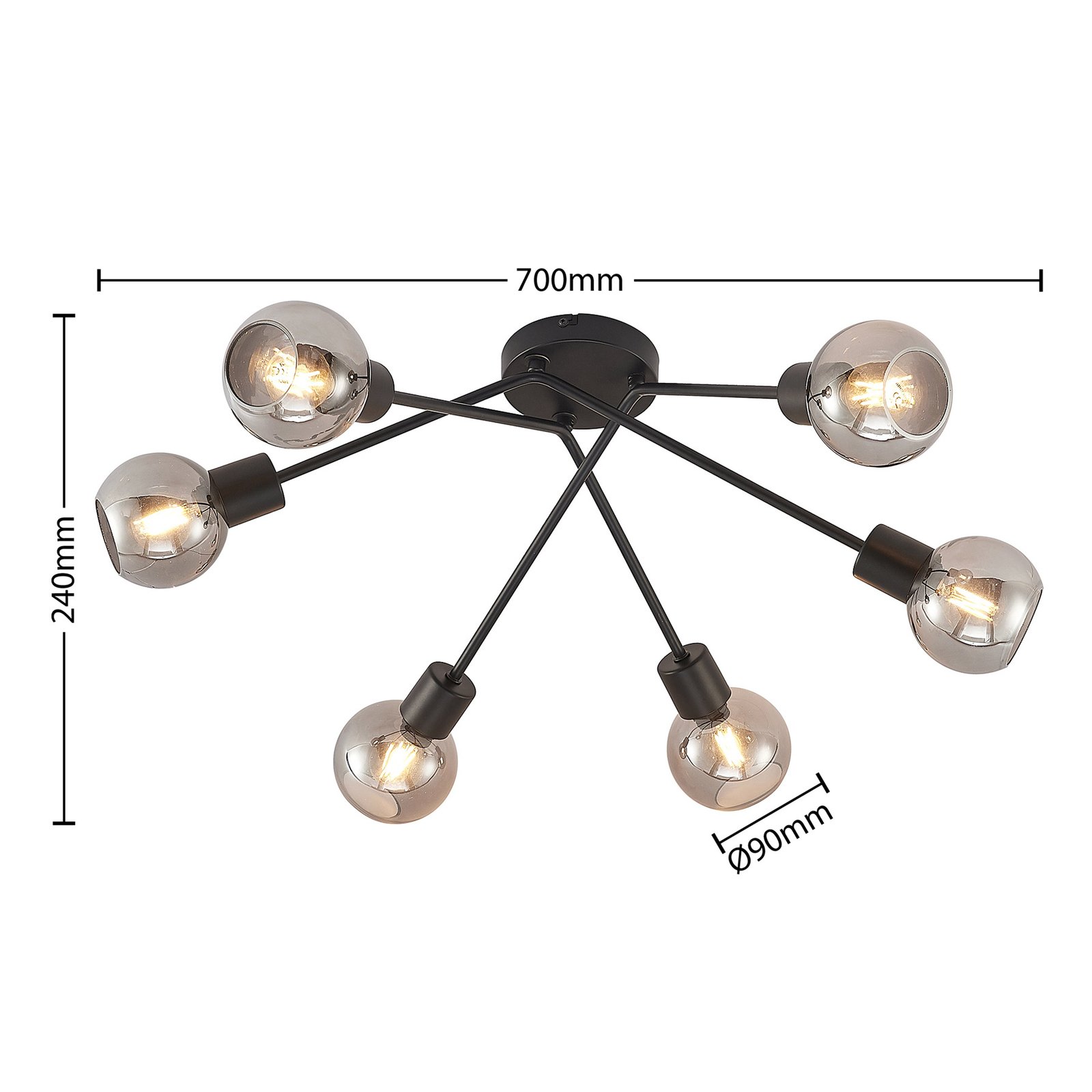 Lioma 6 Plafondlamp Black - Lindby