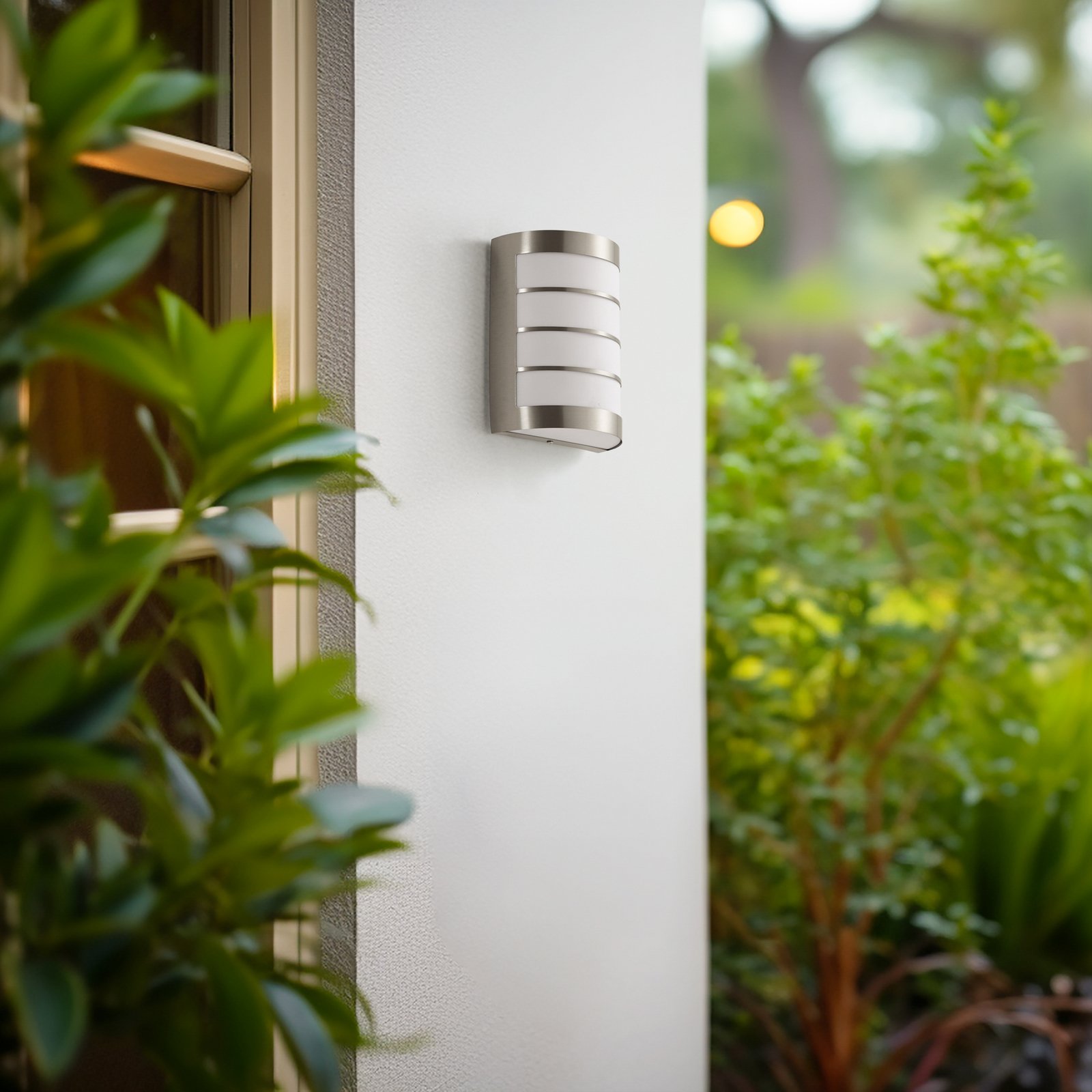 Lindby utendørs vegglampe Noyan, 20 cm, stål, IP44, E27