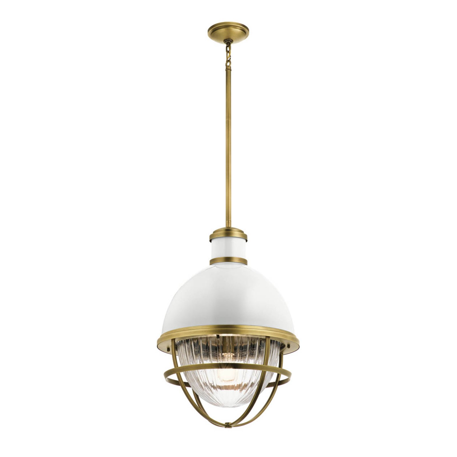 Tollis pendant light, brass/white, one-bulb