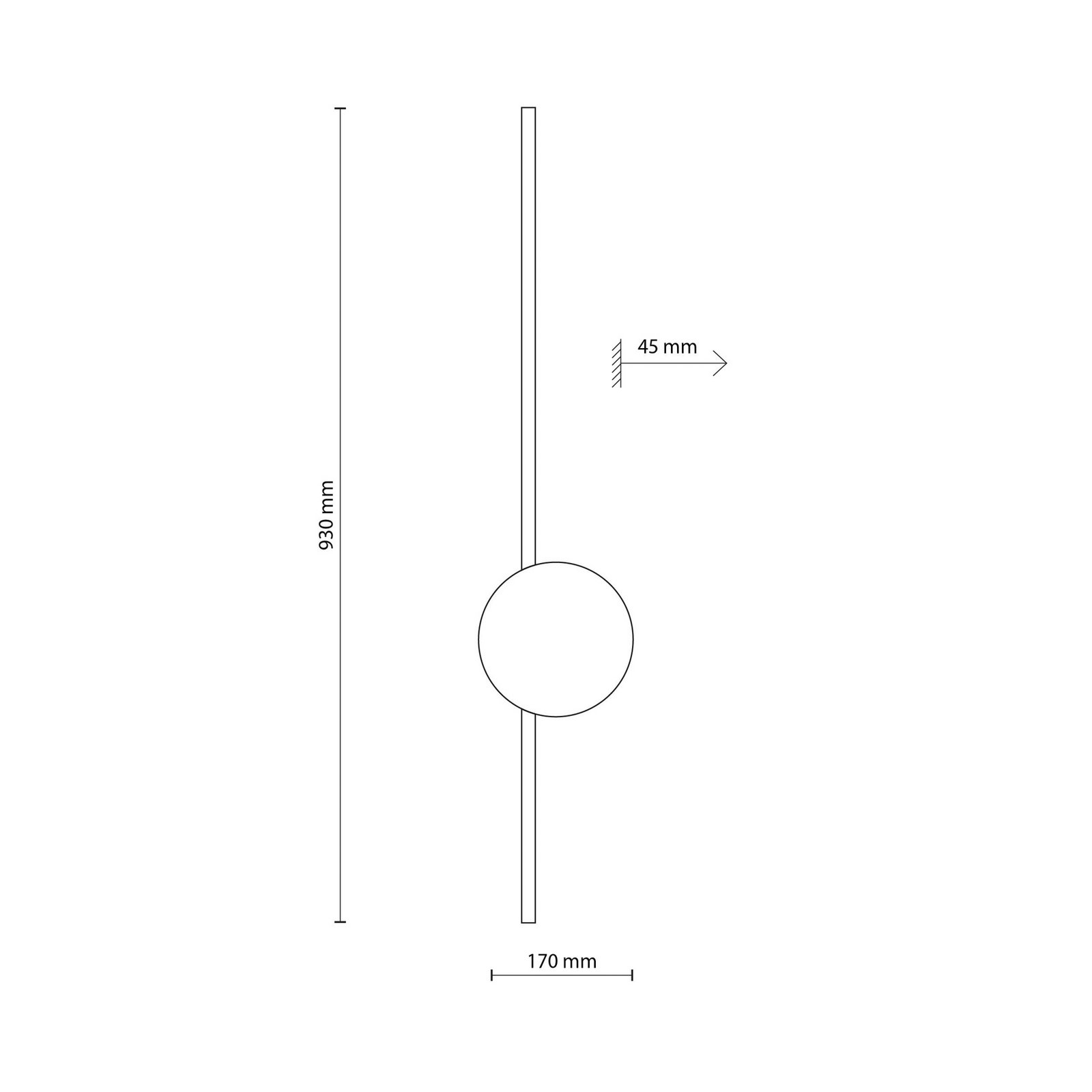 Applique a LED Java II, nero, altezza 93 cm, metallo
