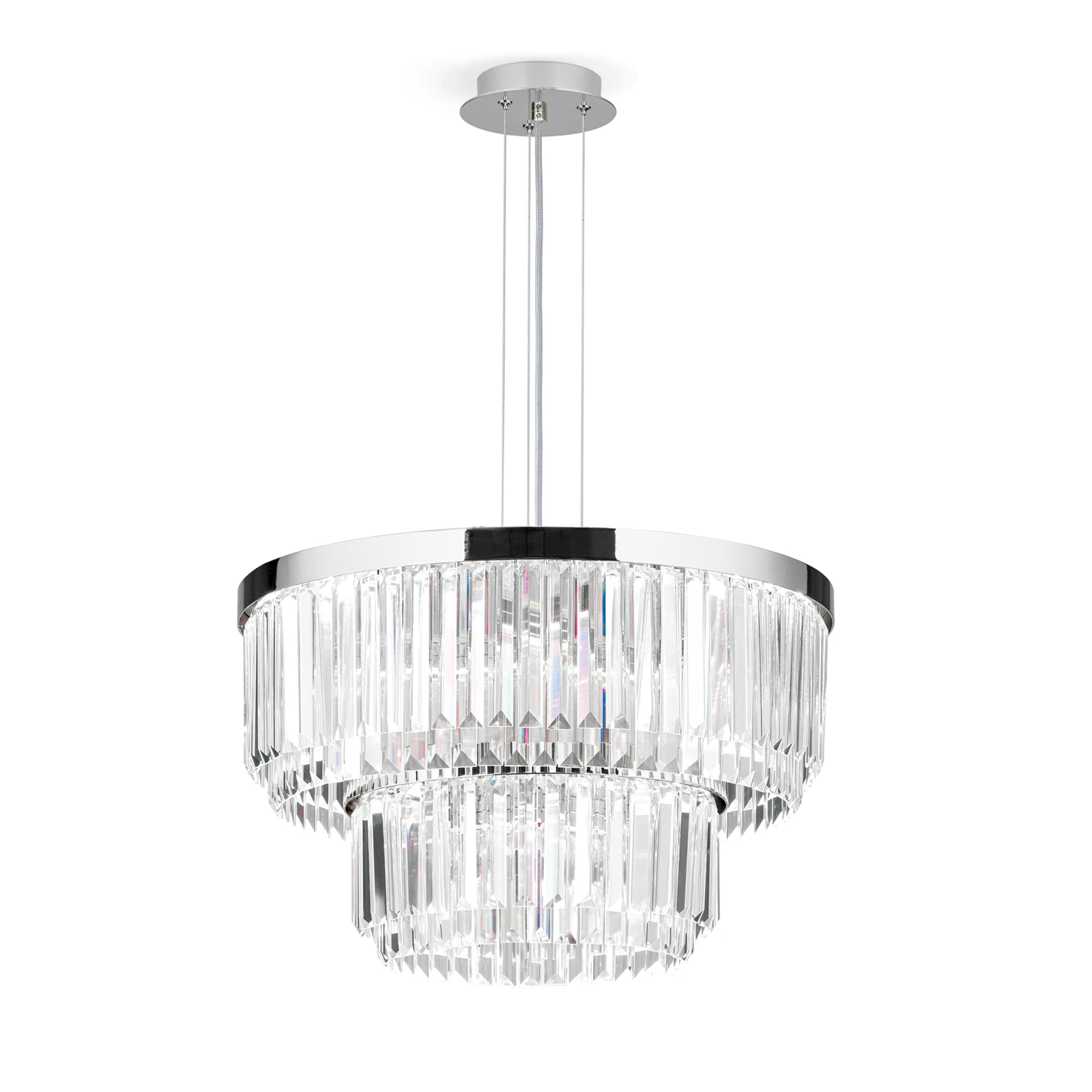 Suspension LED Prism, ronde, Ø 55 cm, chromée