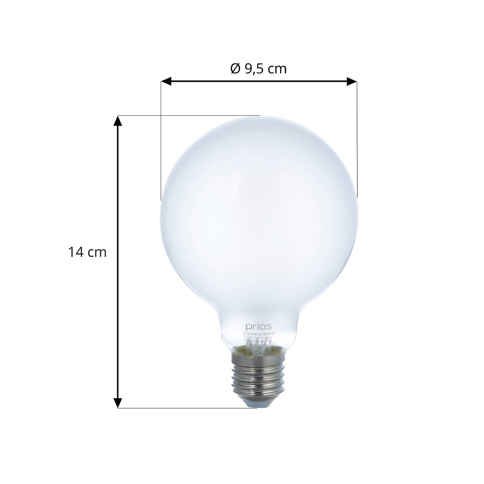 Prios LED E27-lampa G95 7W WLAN matt 3-pack