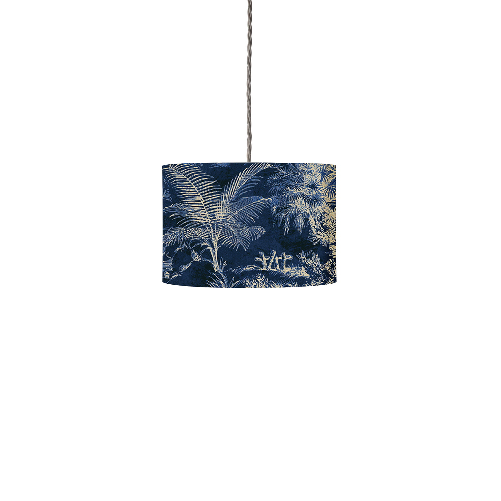EBB & FLOW Palms indigo 12 cm cable twisted/silver, for Living / Dining Room, velvet, E27, 25 W, energy efficiency: A++, H: 12 cm