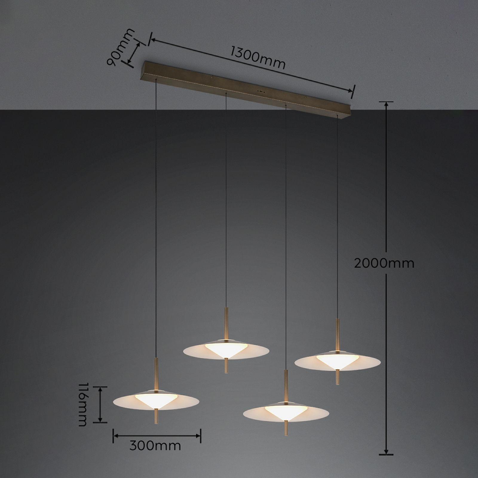 LED piekaramā lampa „Amalo“, platīna krāsā, garums 146 cm, CCT, 4 spuldzes. LED piekaramā lampa „Amalo“, platīna krāsā, garums 146 cm, CCT, 4 spuldzes.