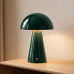 Lindby LED lampă de masă reîncărcabilă Nevijo, verde, Ø20 cm, USB, dimabil