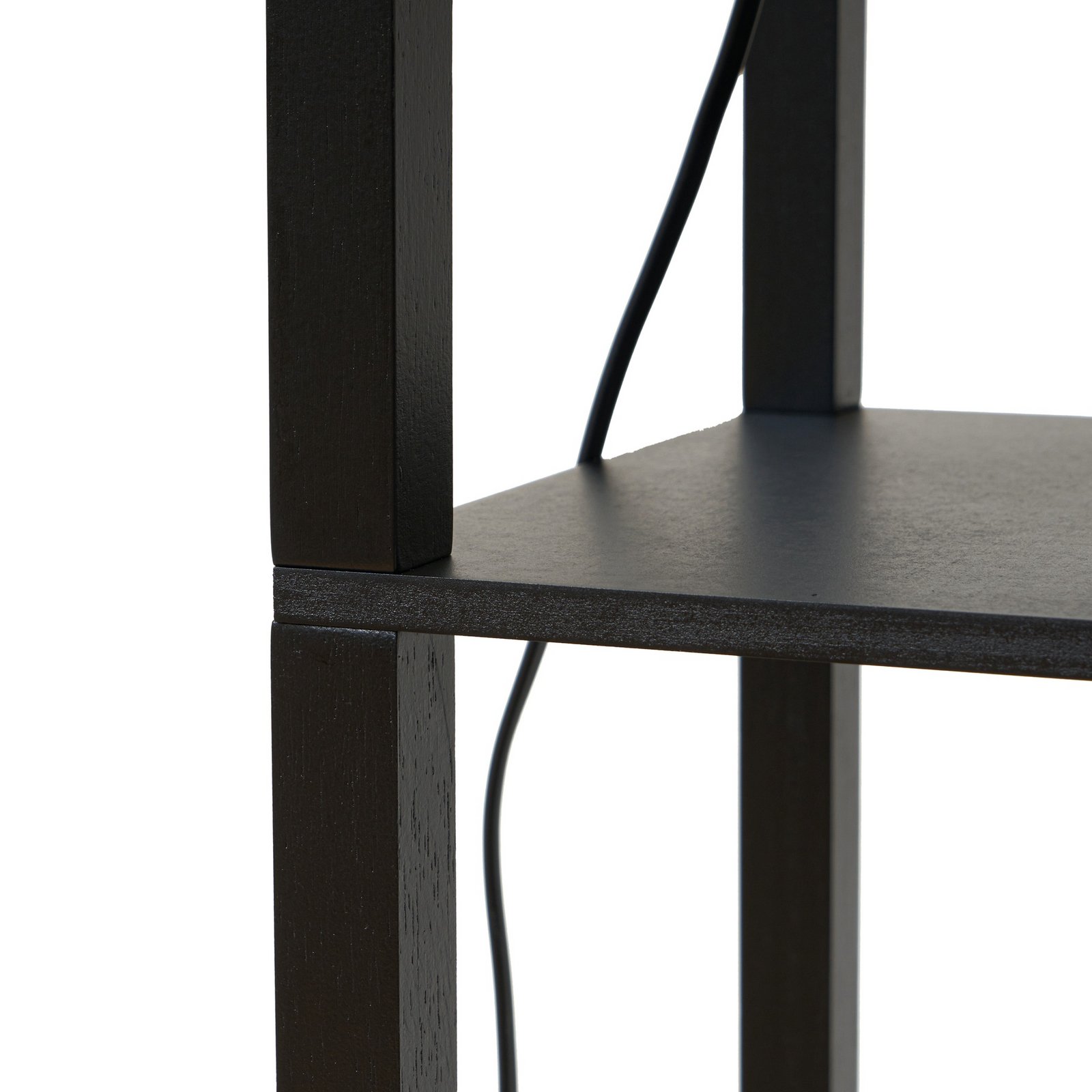 Lindby Stehleuchte Birta, schwarz/natur, Regal, Rattan