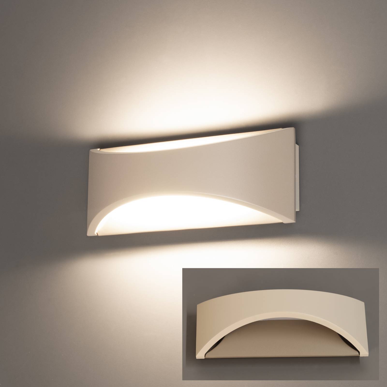 LED-Wandleuchte Rio, greige/sandfarben, Breite 23 cm, Metall günstig online kaufen