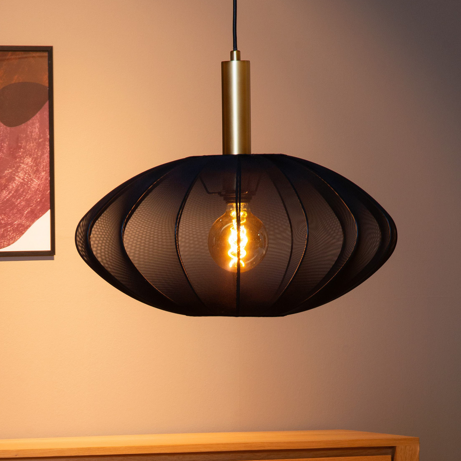 Corina pendant light, black, Ø 50 cm, E27