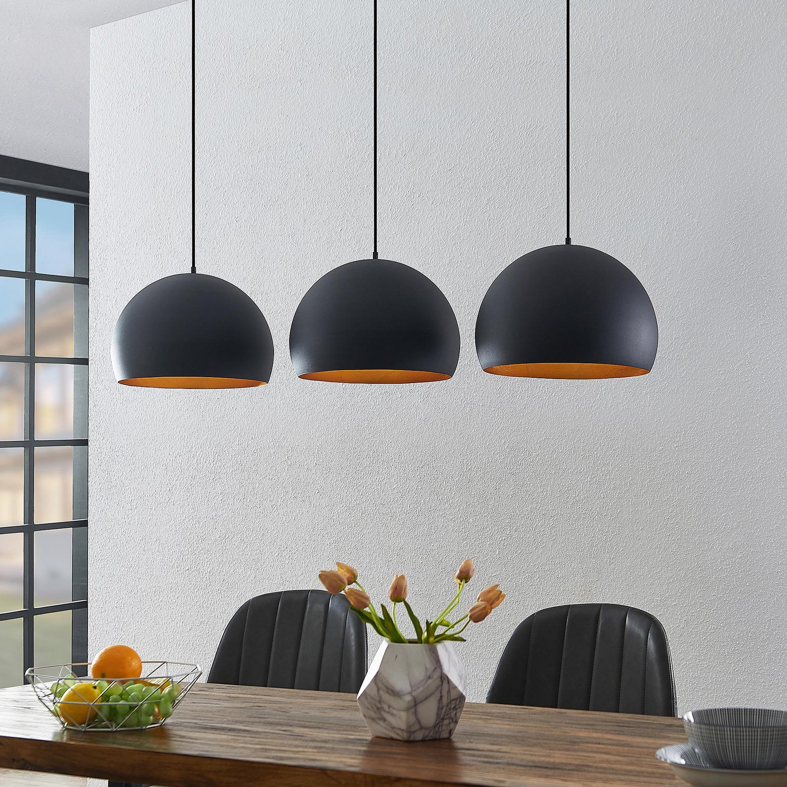 Tarjei Lampa Wisząca L146 Black/Gold - Lindby