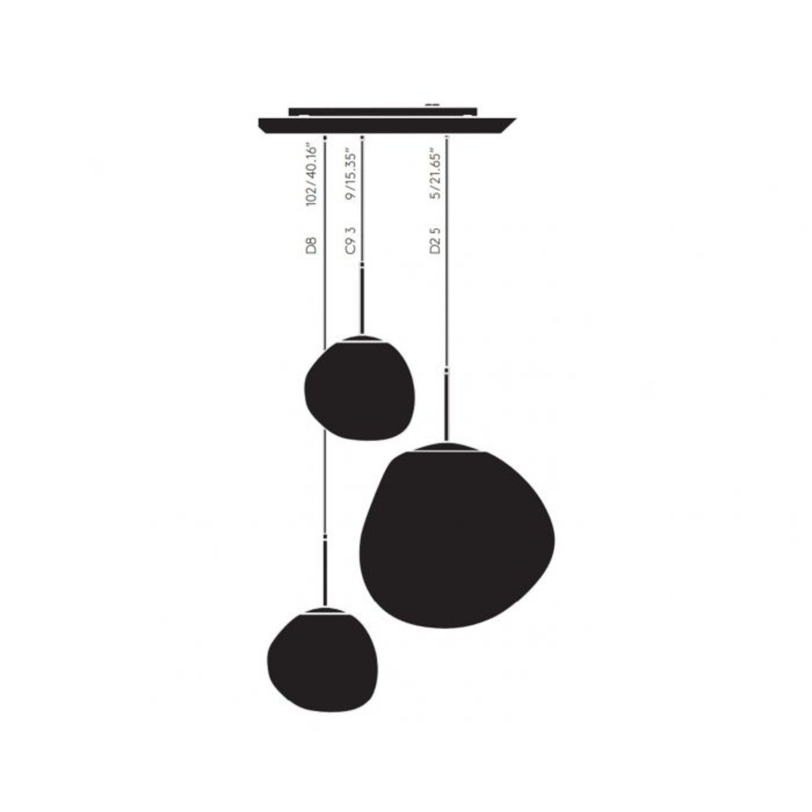 Tom Dixon Suspension Melt Trio Round, Ø 81 cm, 3 lampes, chrome