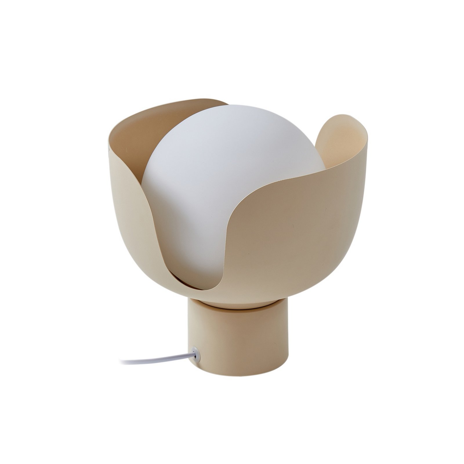 Lindby Tischleuchte Fiora, beige, Glas, Metall, Ø 20 cm