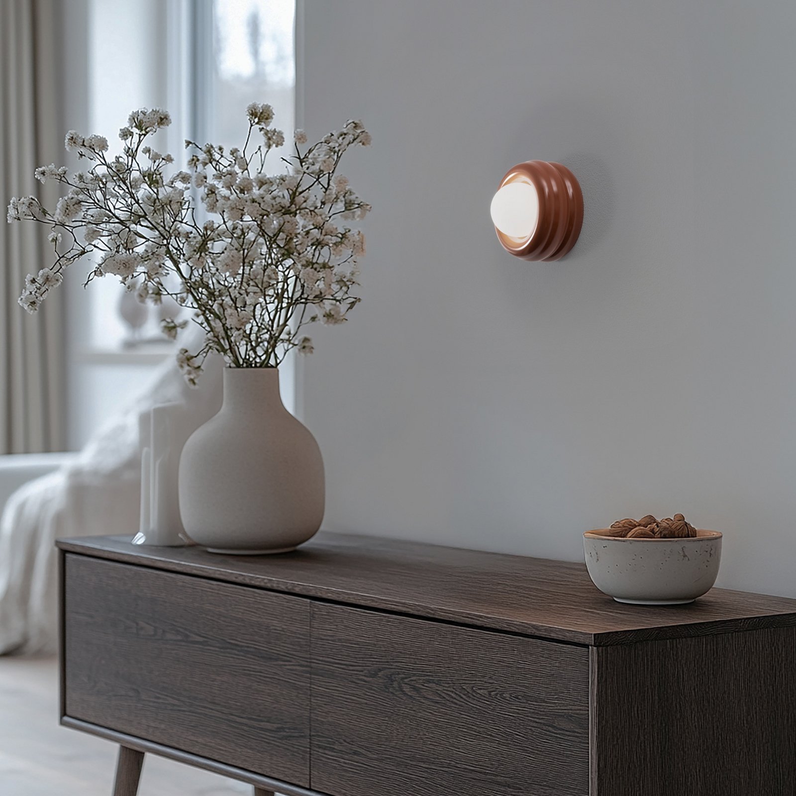 Tina wall light, terracotta/opal, glass, Ø 19 cm