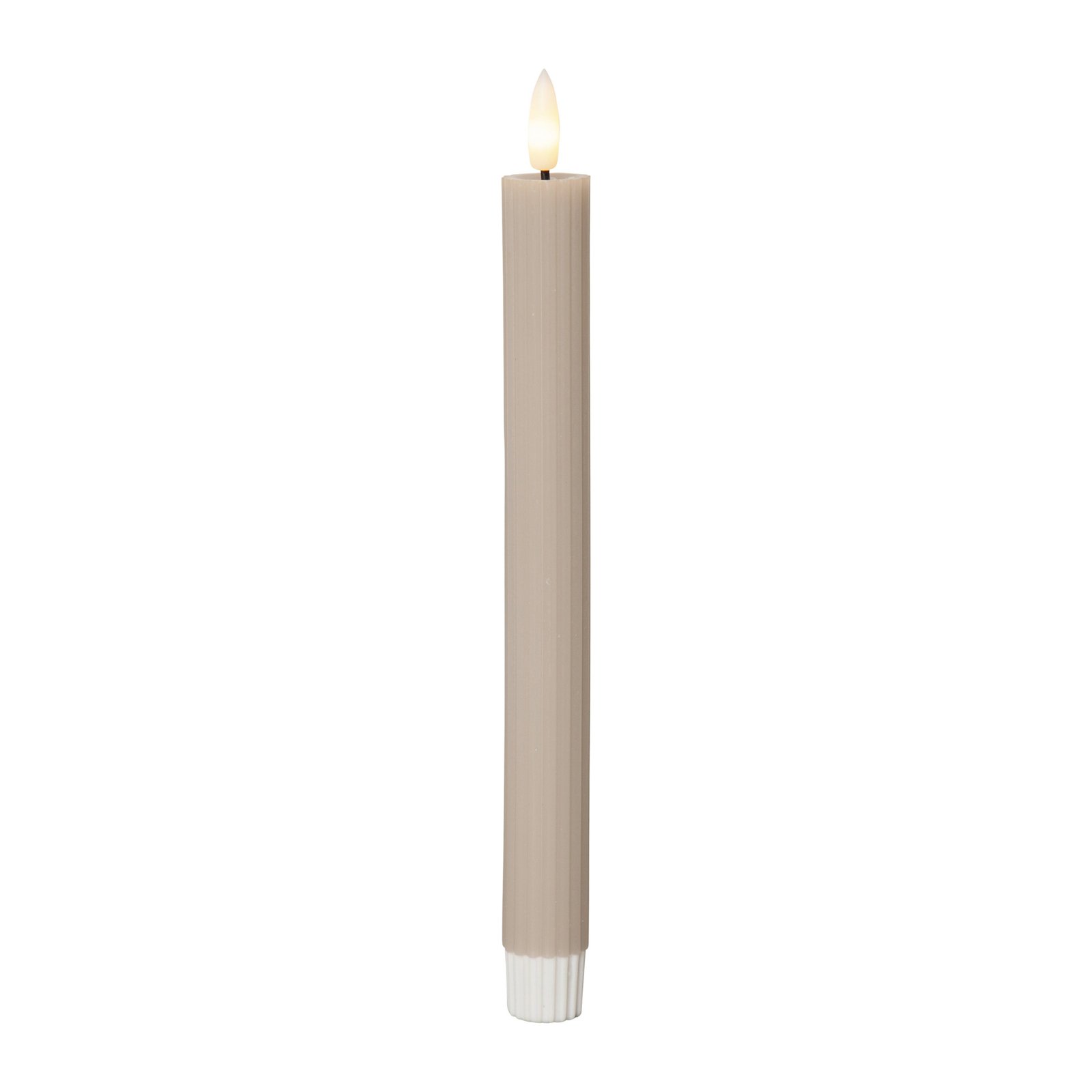 LED candle Flame strip, beige, 25 cm wax battery set of 2