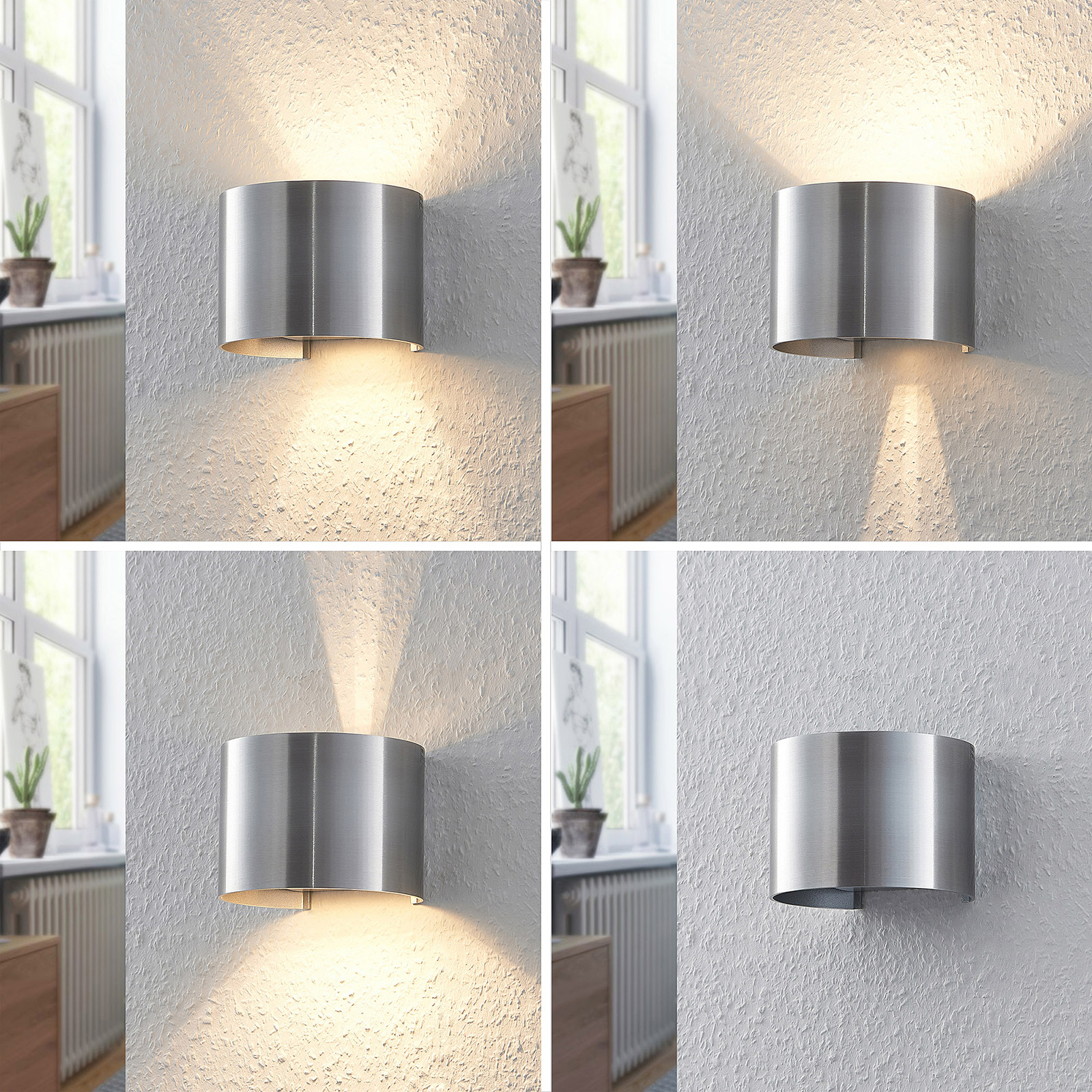 Arcchio Zuzana wall light, round, aluminium-coloured, G9, 13 cm wide