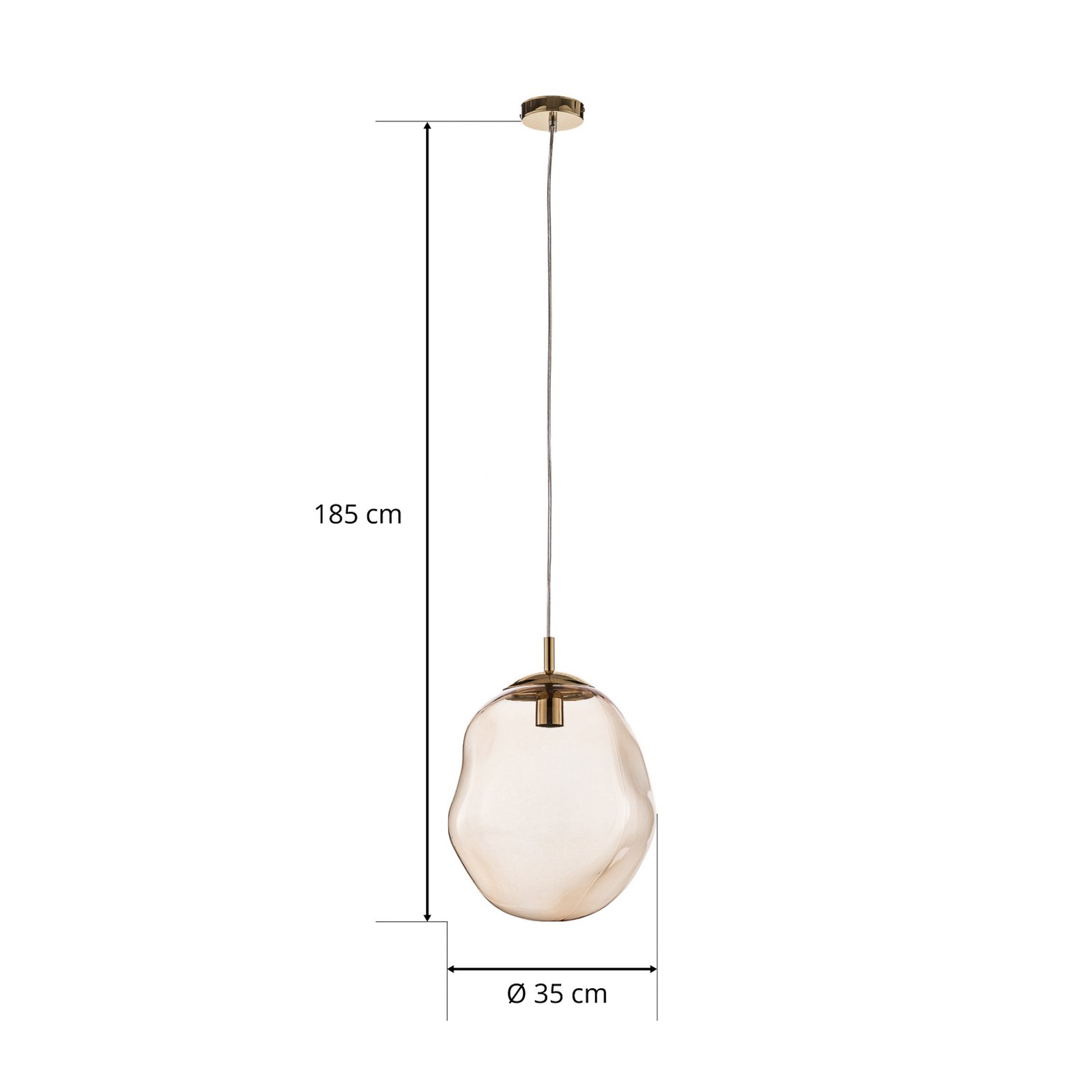Sol pendellampa i glas, Ø 35cm, svart/amber