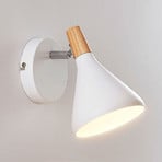 Lindby sienas lampa Arina, 17 cm, balta, metāls, koks, E14