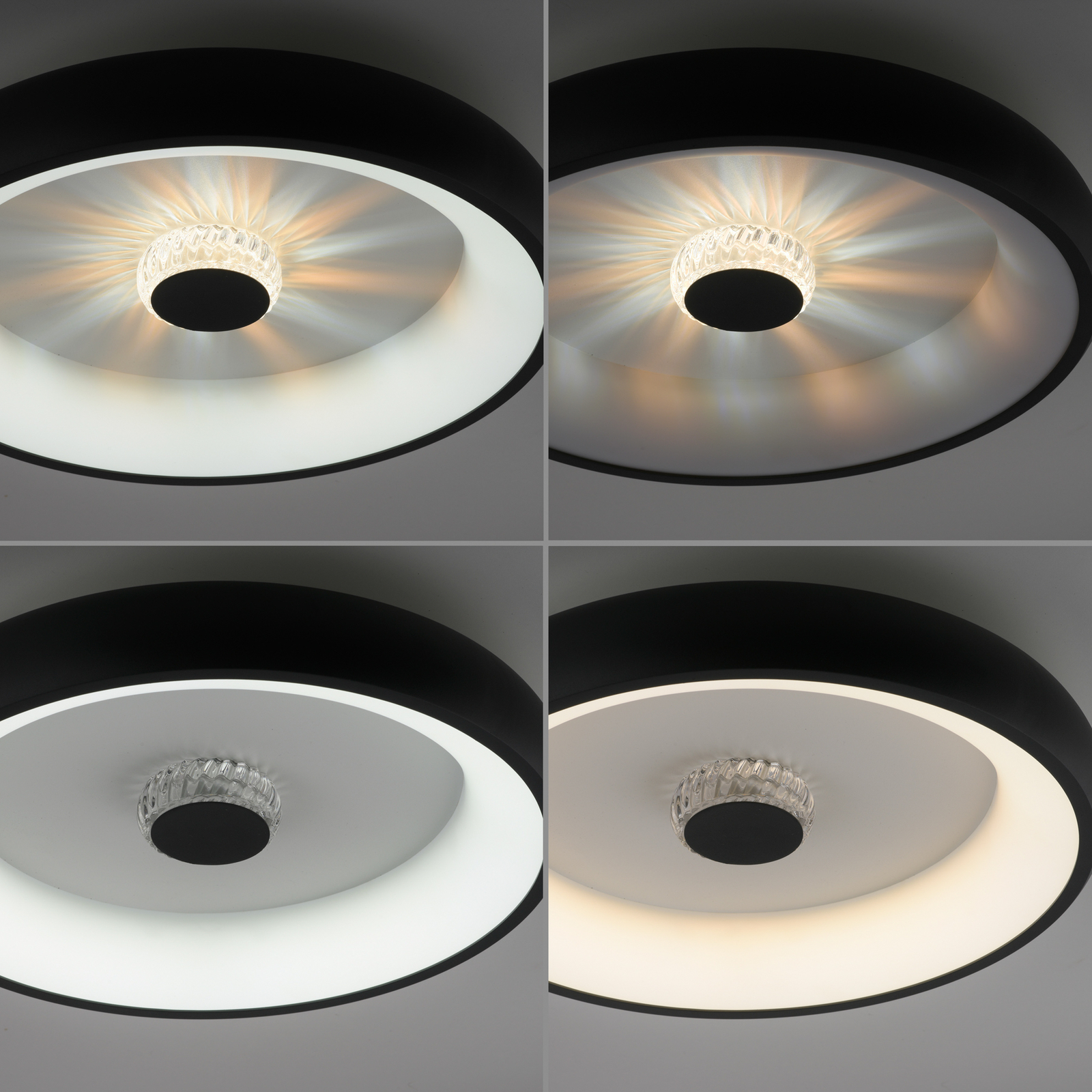 Stropní svítidlo Vertigo LED, CCT, Ø 46,5 cm, černé