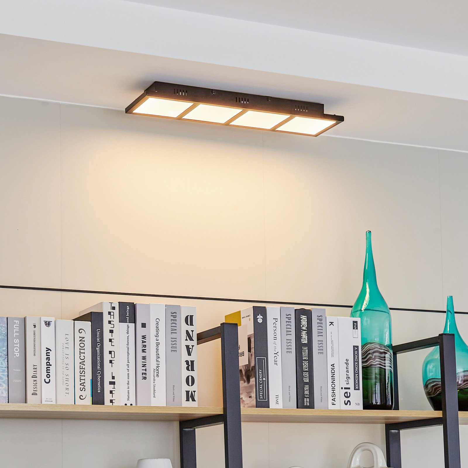 Lindby Raymie plafonieră LED lungime 566 cm RGBW - Camera de zi / sufragerie - modern - alb negru mat - Plastic