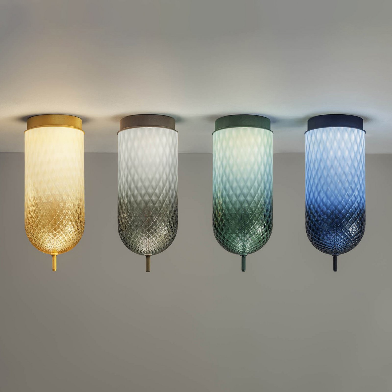 OLEV LED-Deckenlampe Curuba, grau, Glas, Höhe 40 cm, 2.700 K