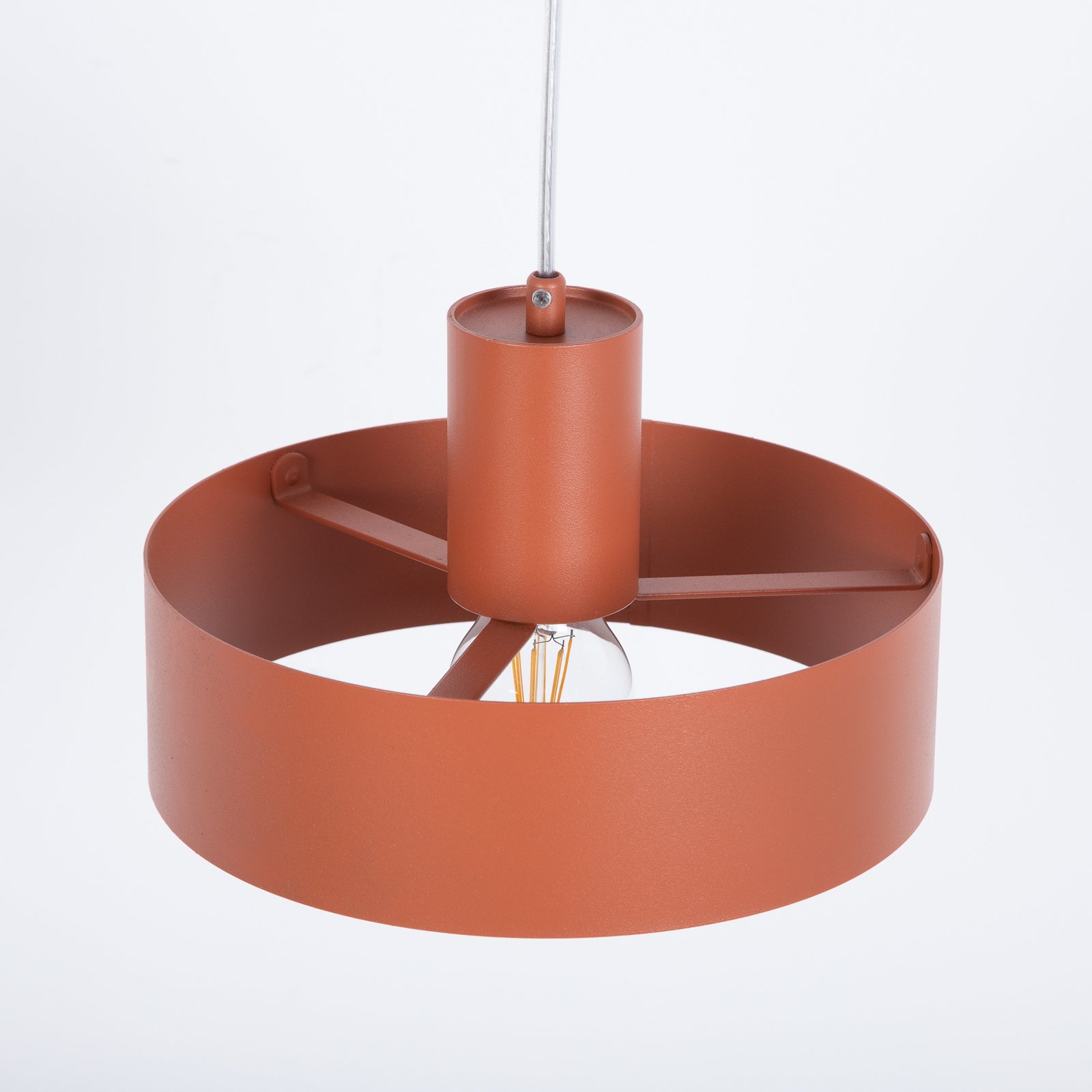 Závěsné světlo Rif M, cihlově červené, 1 žárovka, Ø 25 cm, ocel 