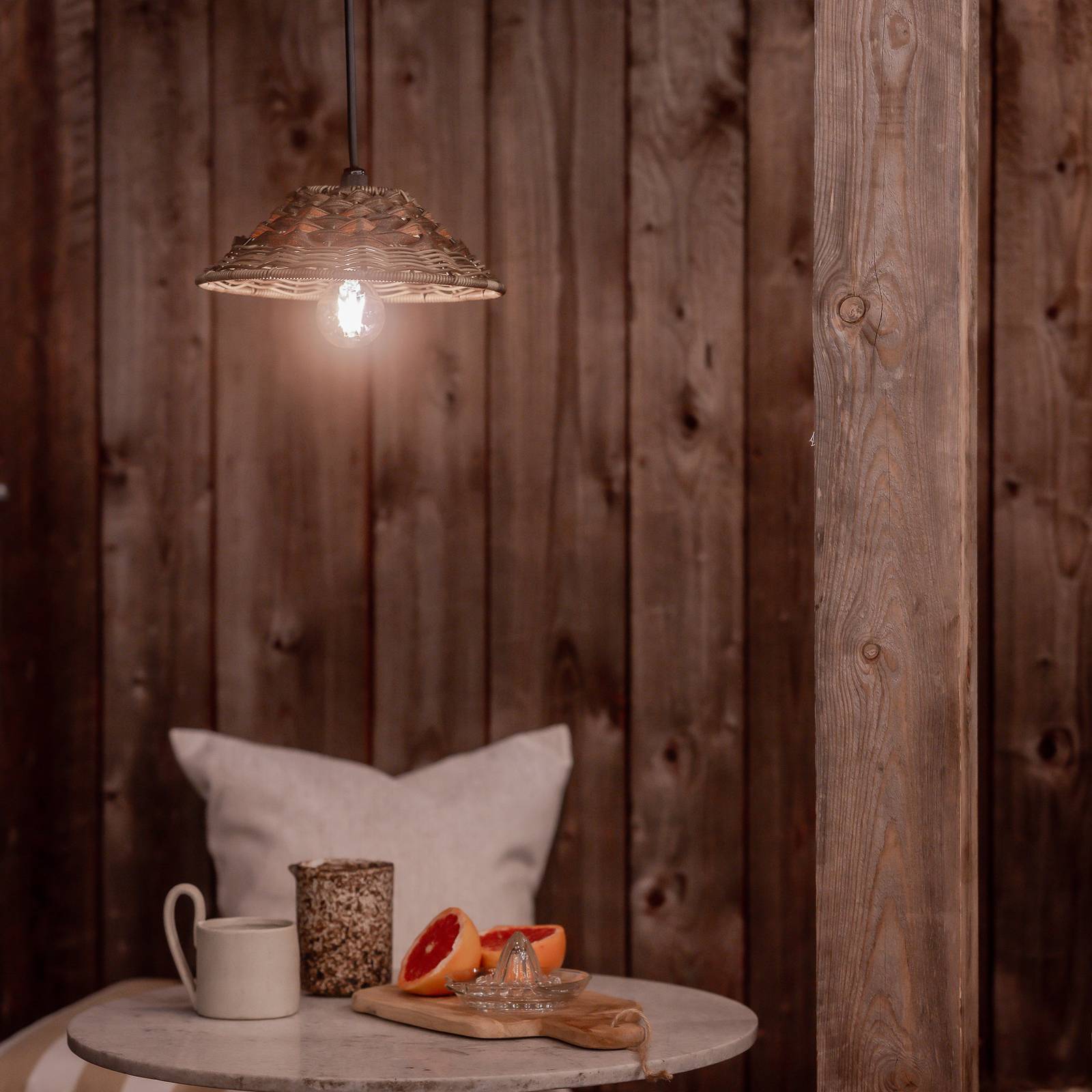 Image of PR Home lampada a sospensione da esterno Lise, marrone, spina, Ø 27 cm