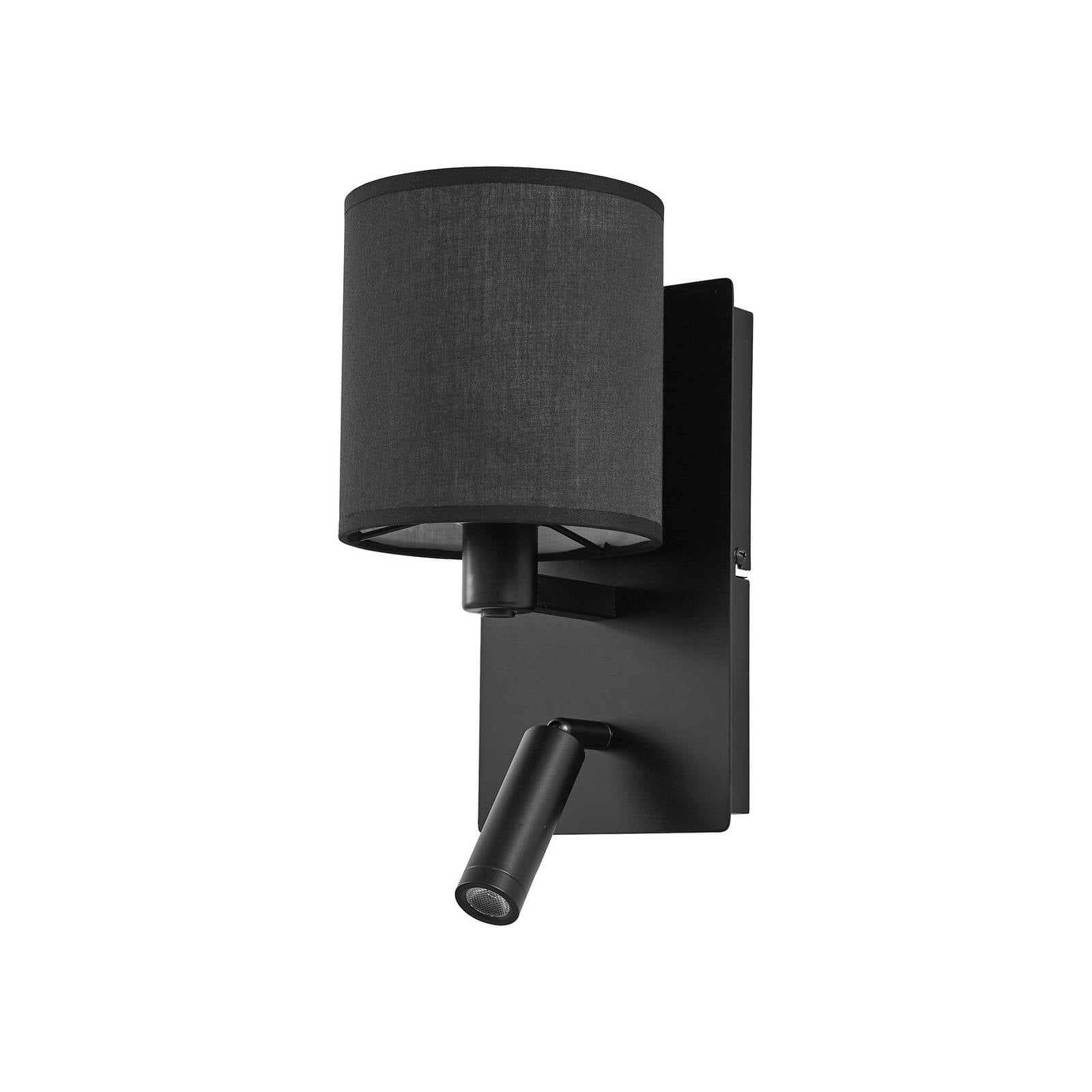 Lindby Wandleuchte Aiden, 30cm, schwarz, LED-Leselicht, E14