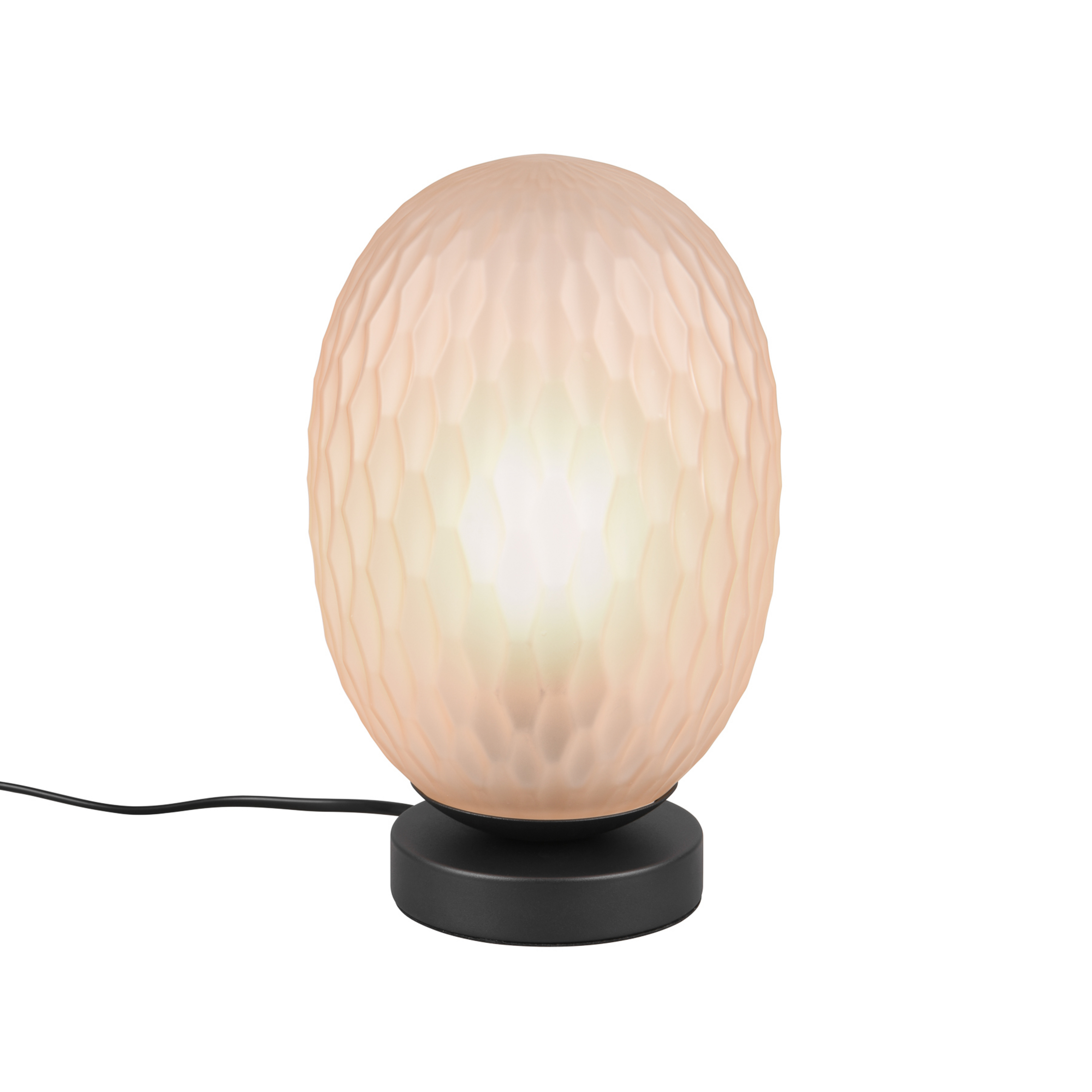 Facette bordlampe, ravfarvet, højde 29 cm, glas, E27