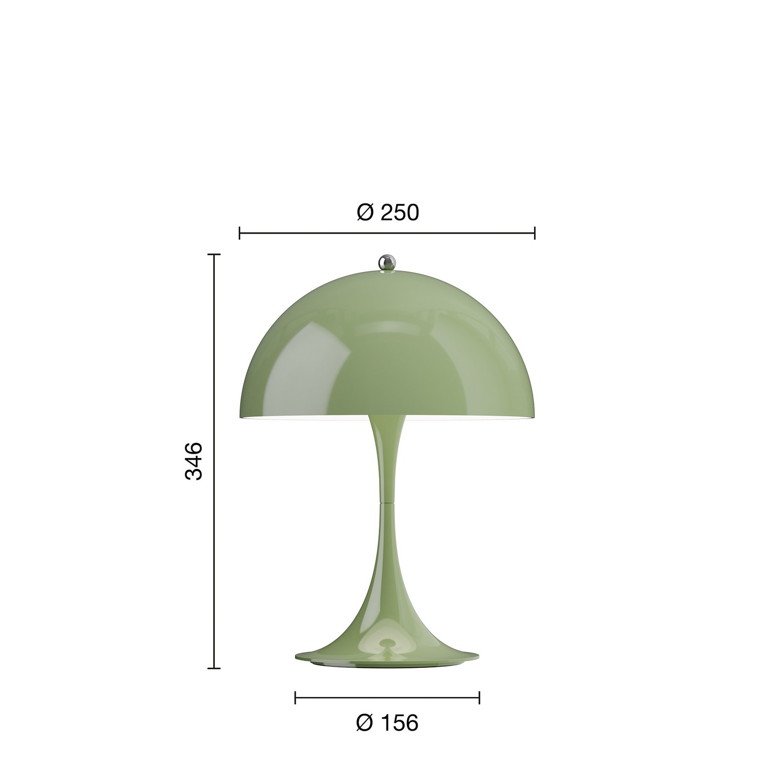 Panthella 250 moss green IP44 LED rechargeable lamp - Louis Poulsen