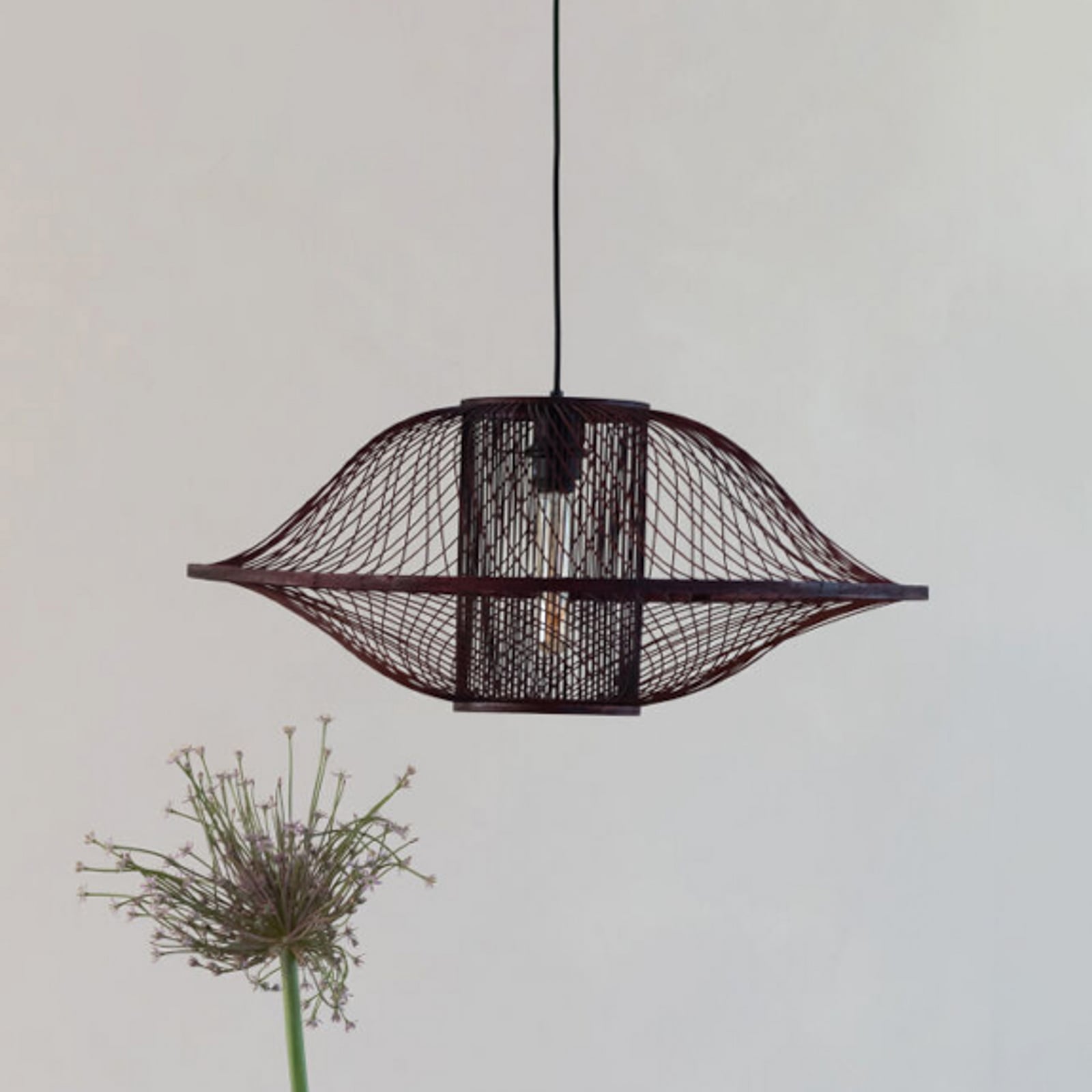 GOOD & MOJO Suspension Maui, rouge, Ø 70 cm, bambou, E27