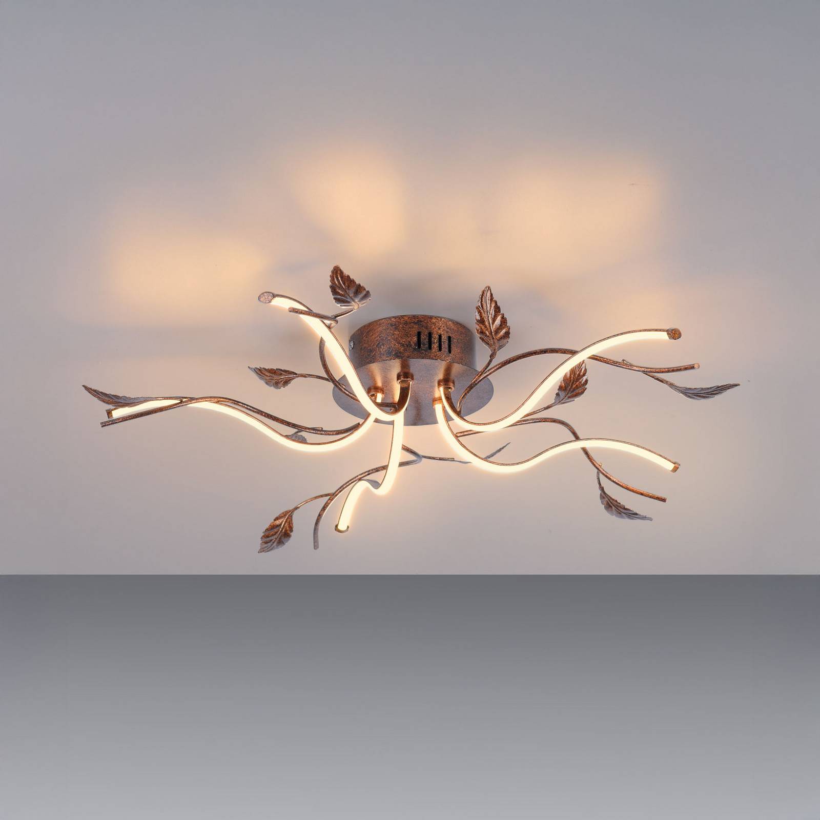 Lampa sufitowa LED Aurelia, brązowa, metalowa, 2 700 K, ściemniana