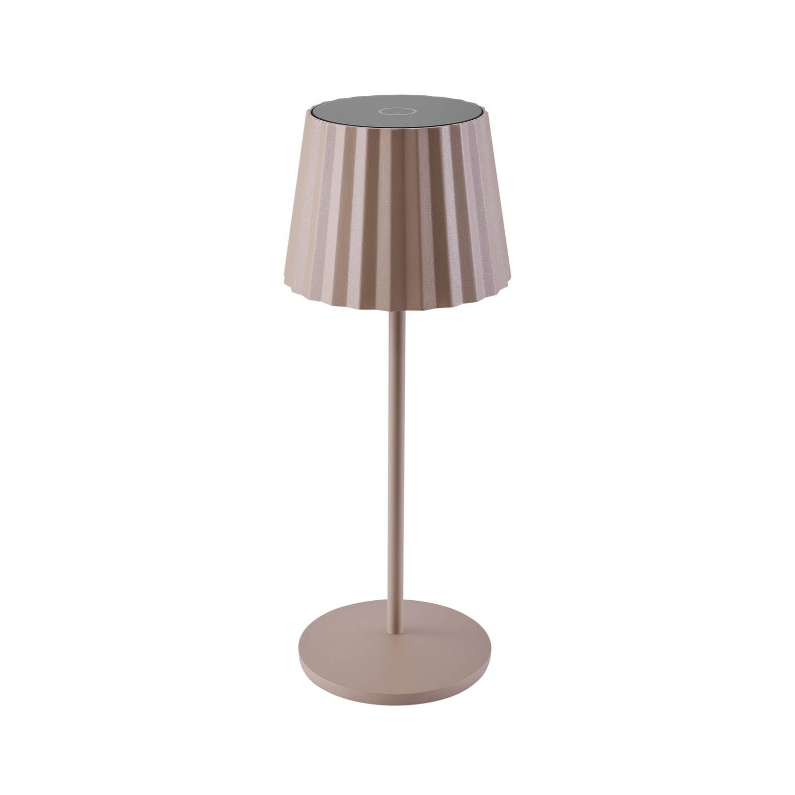 Lindby LED-Akku-Tischleuchte Esali, beige, Metall, IP65