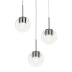 kdln LED-Hängeleuchte Dew, 3-flammig, Ø 25 cm, Glas