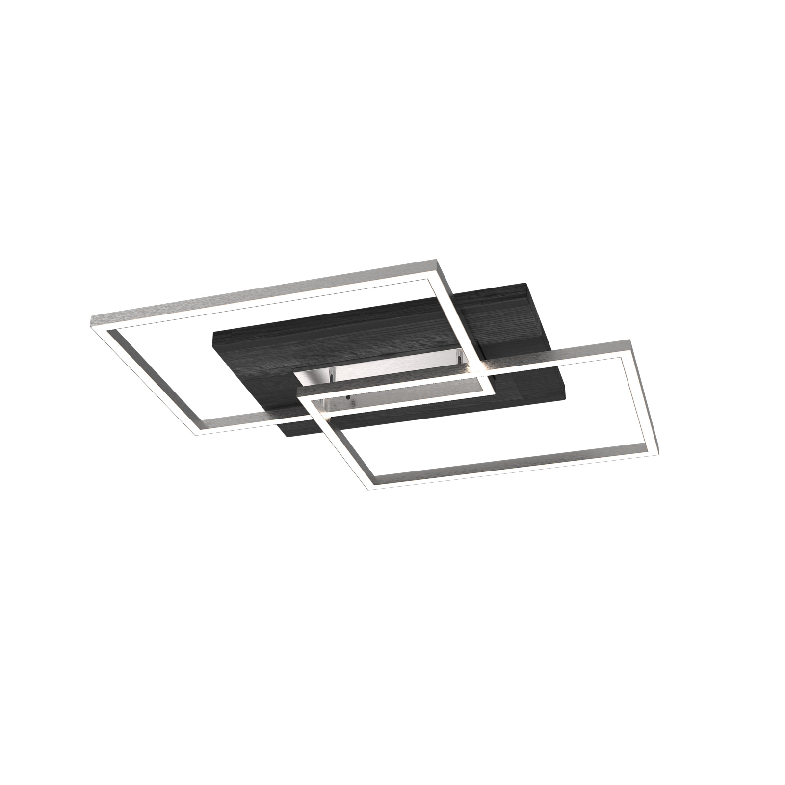 Elobra Panama S LED ceiling light, black oak, for Living / Dining Room, solid wood, metal, 15 W, energy efficiency: A+, L: 50 cm, W: 42 cm, H: 7 cm