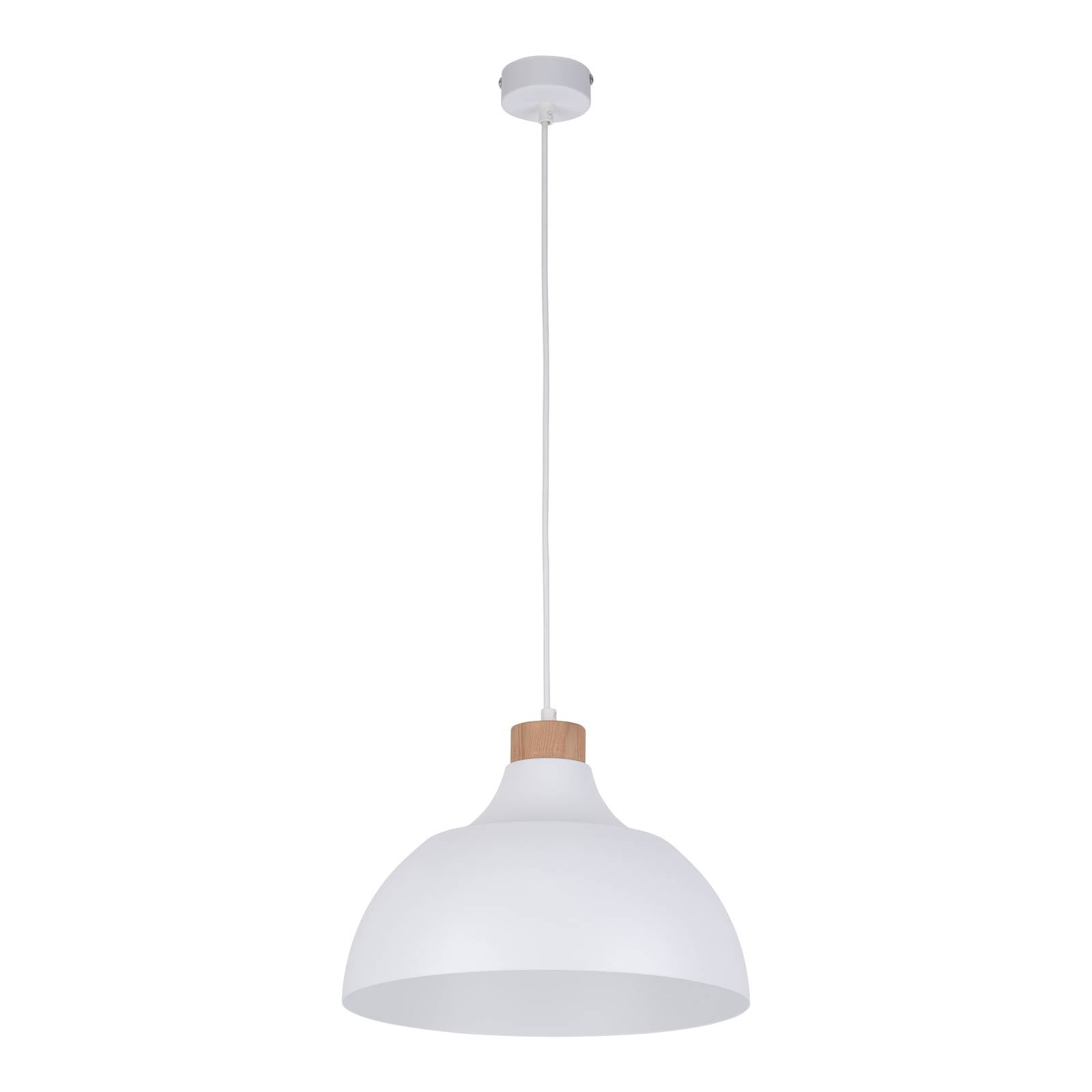 Envostar Hängeleuchte Kaitt, weiß, Ø 34 cm, Holzdetail