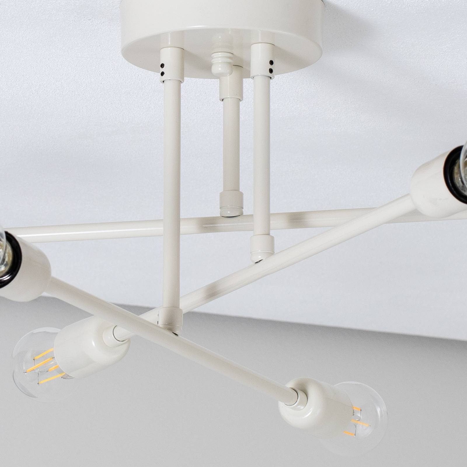 Lampa sufitowa Flower 177, kremowo-biała, metal, 6-punktowa
