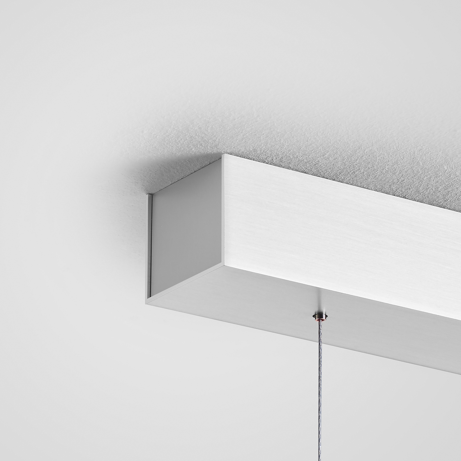 Quitani LED hanging light Keijo, nickel/oak, 143 cm